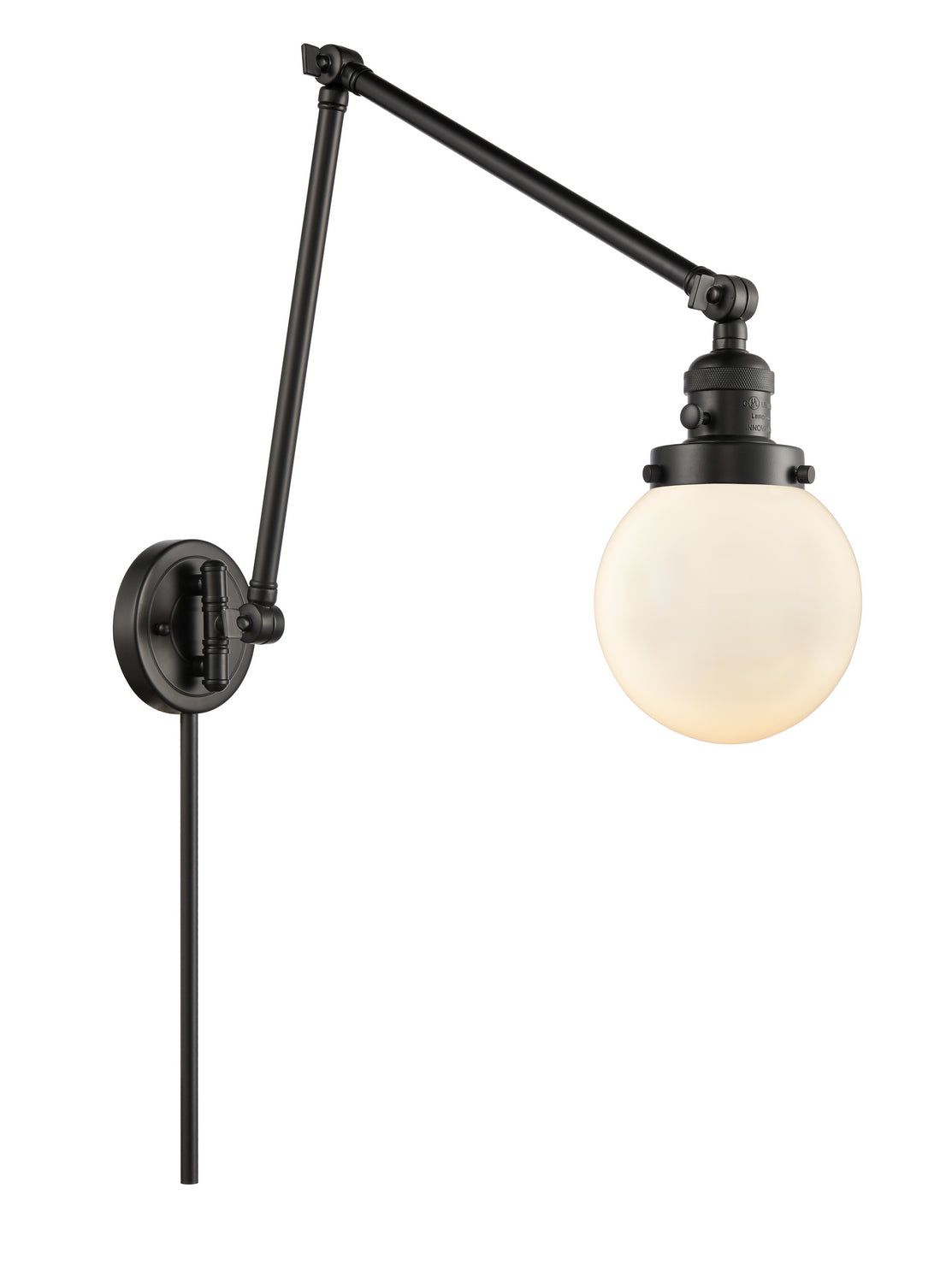 Innovations - 238-BK-G201-6 - One Light Swing Arm - Franklin Restoration - Matte Black