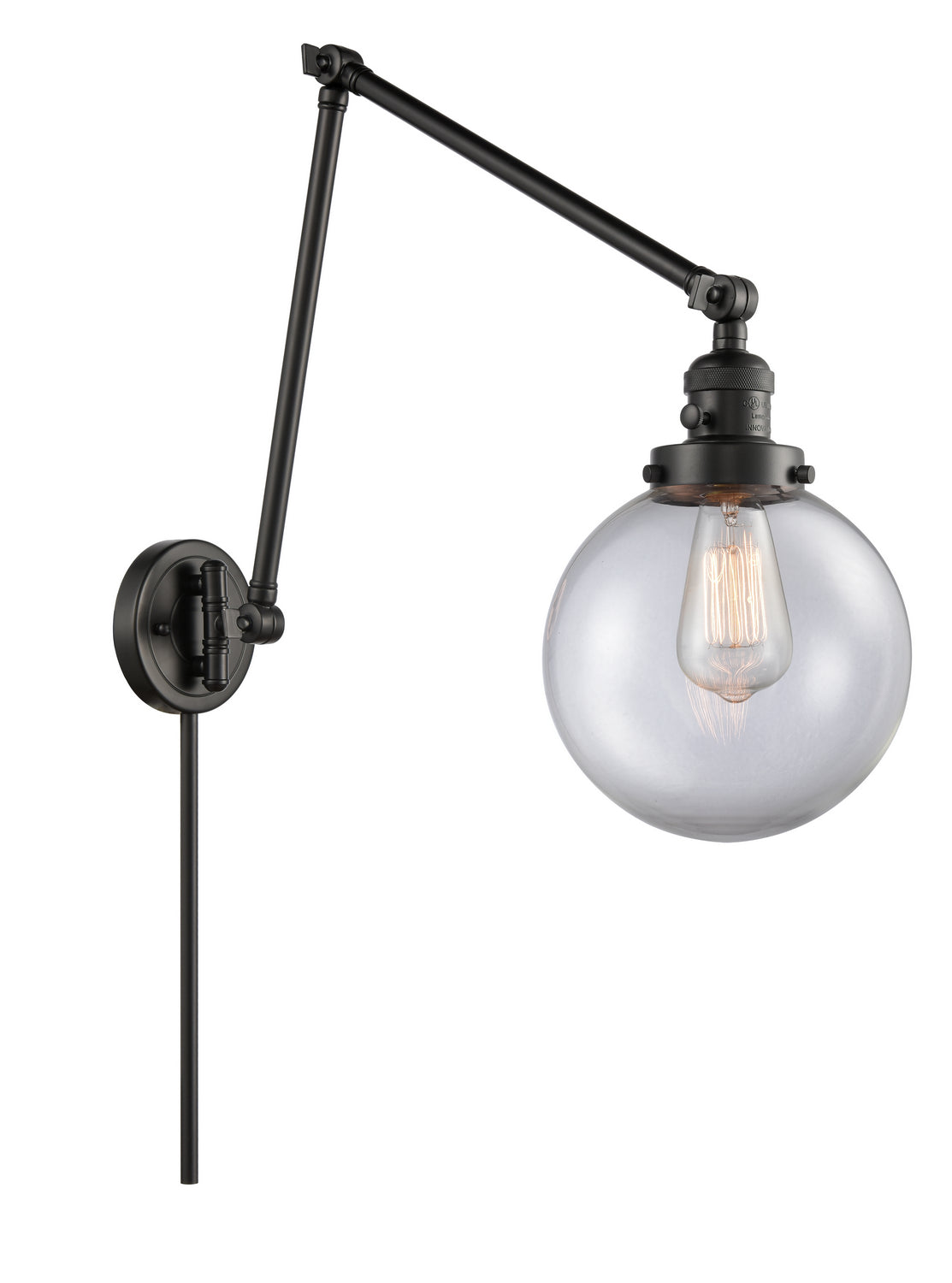 Innovations - 238-BK-G202-8 - One Light Swing Arm - Franklin Restoration - Matte Black