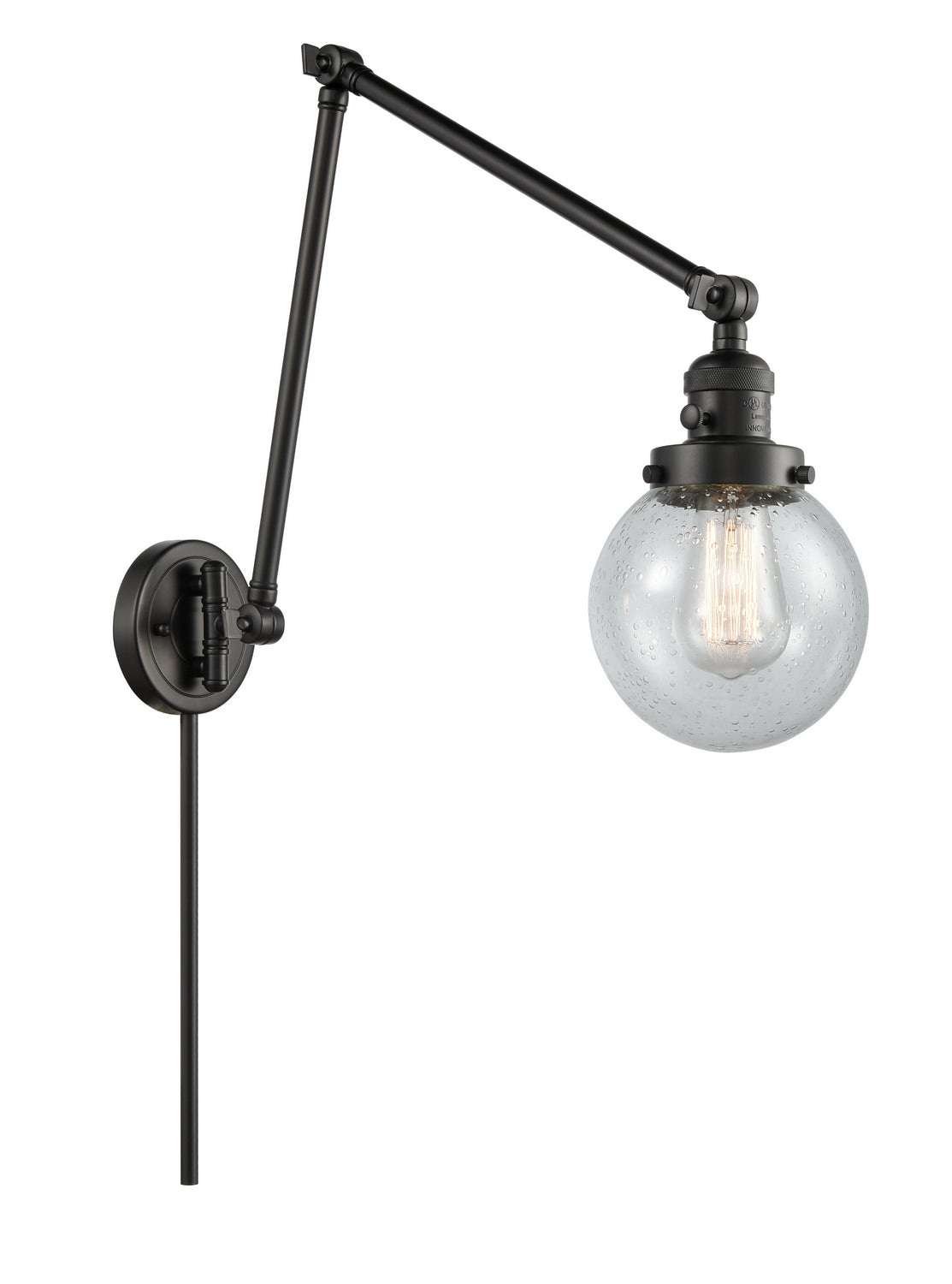 Innovations - 238-BK-G204-6 - One Light Swing Arm - Franklin Restoration - Matte Black