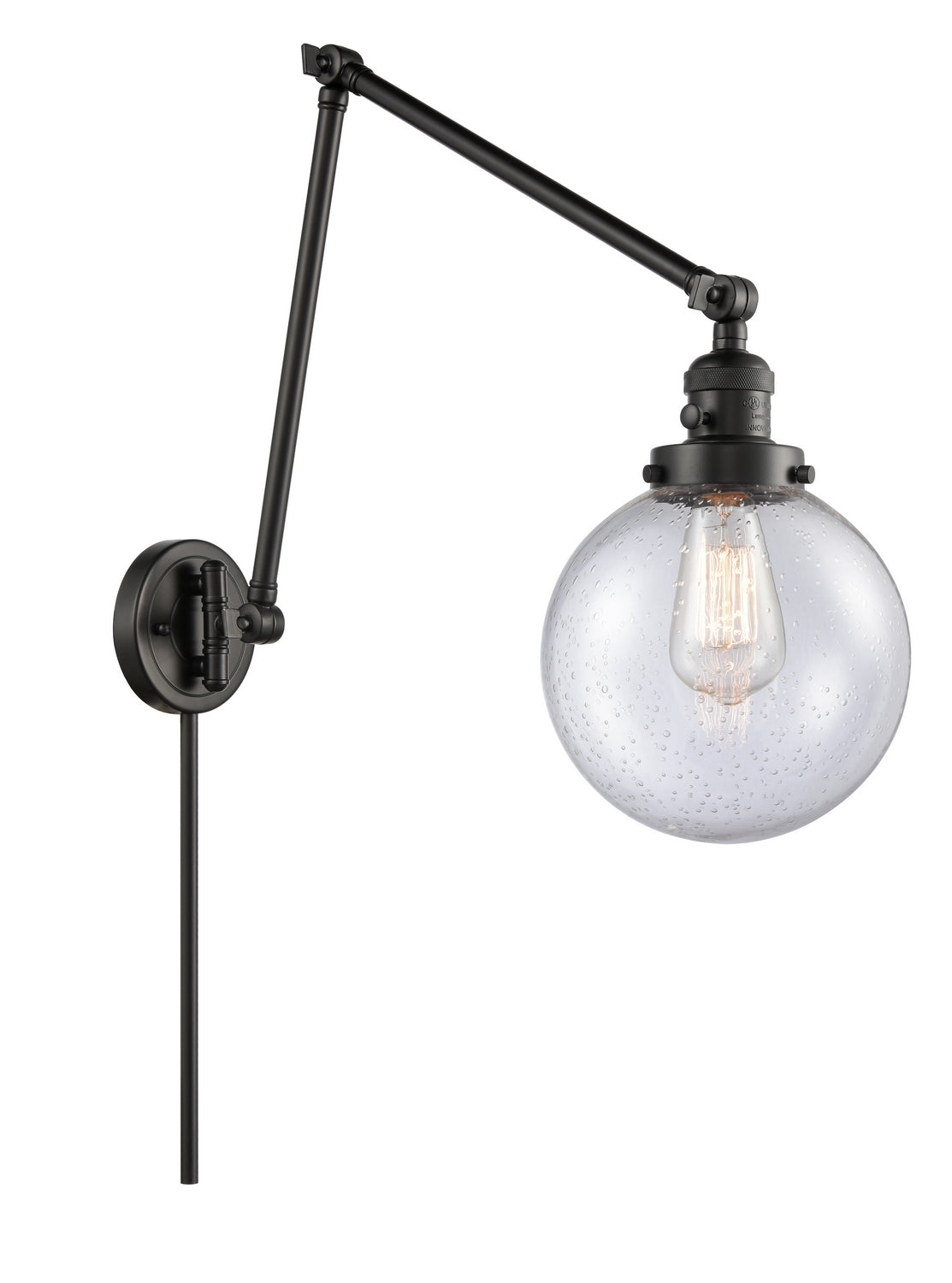 Innovations - 238-BK-G204-8 - One Light Swing Arm - Franklin Restoration - Matte Black