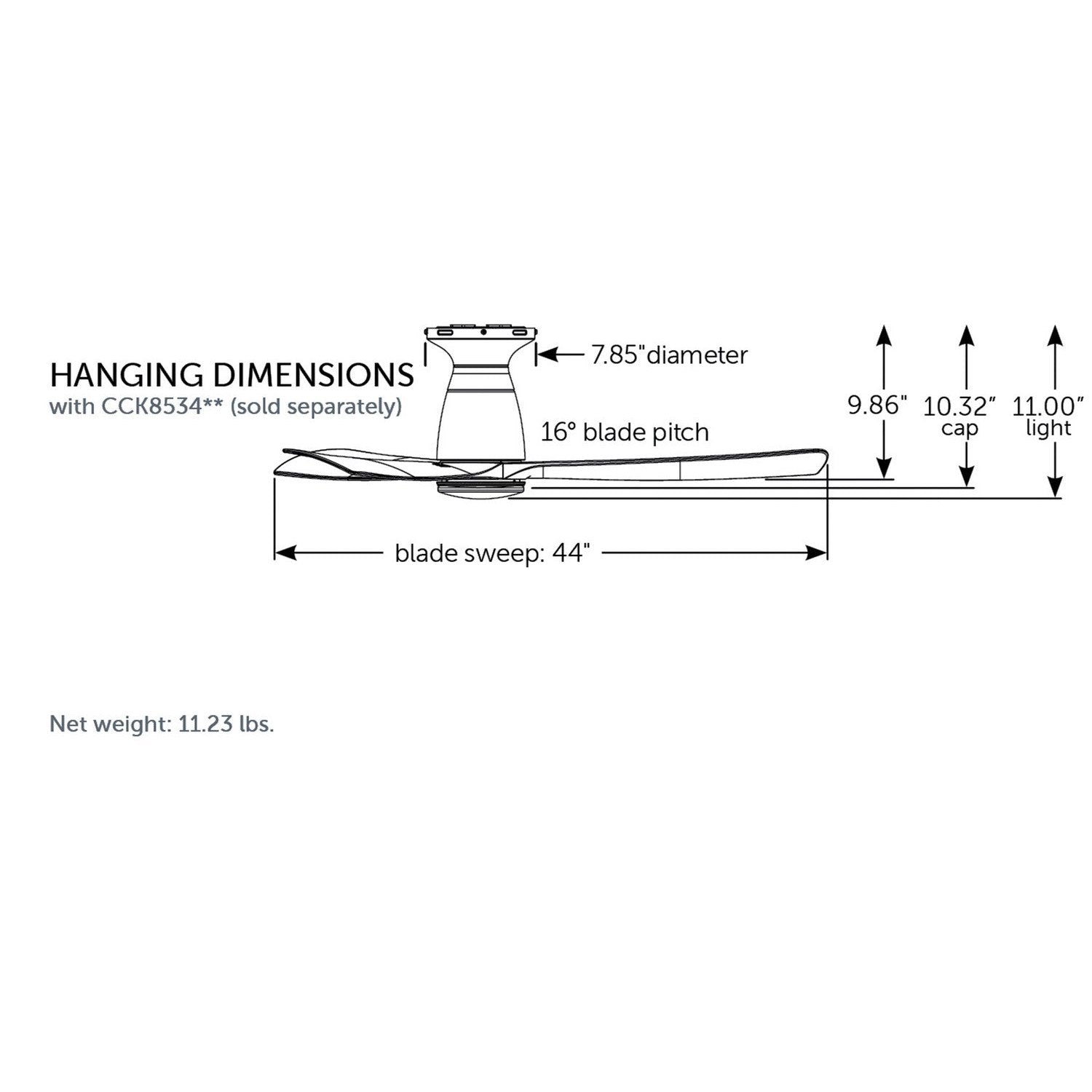 Fanimation - FPD8547BL - 44"Ceiling Fan - Kute 44 - Black