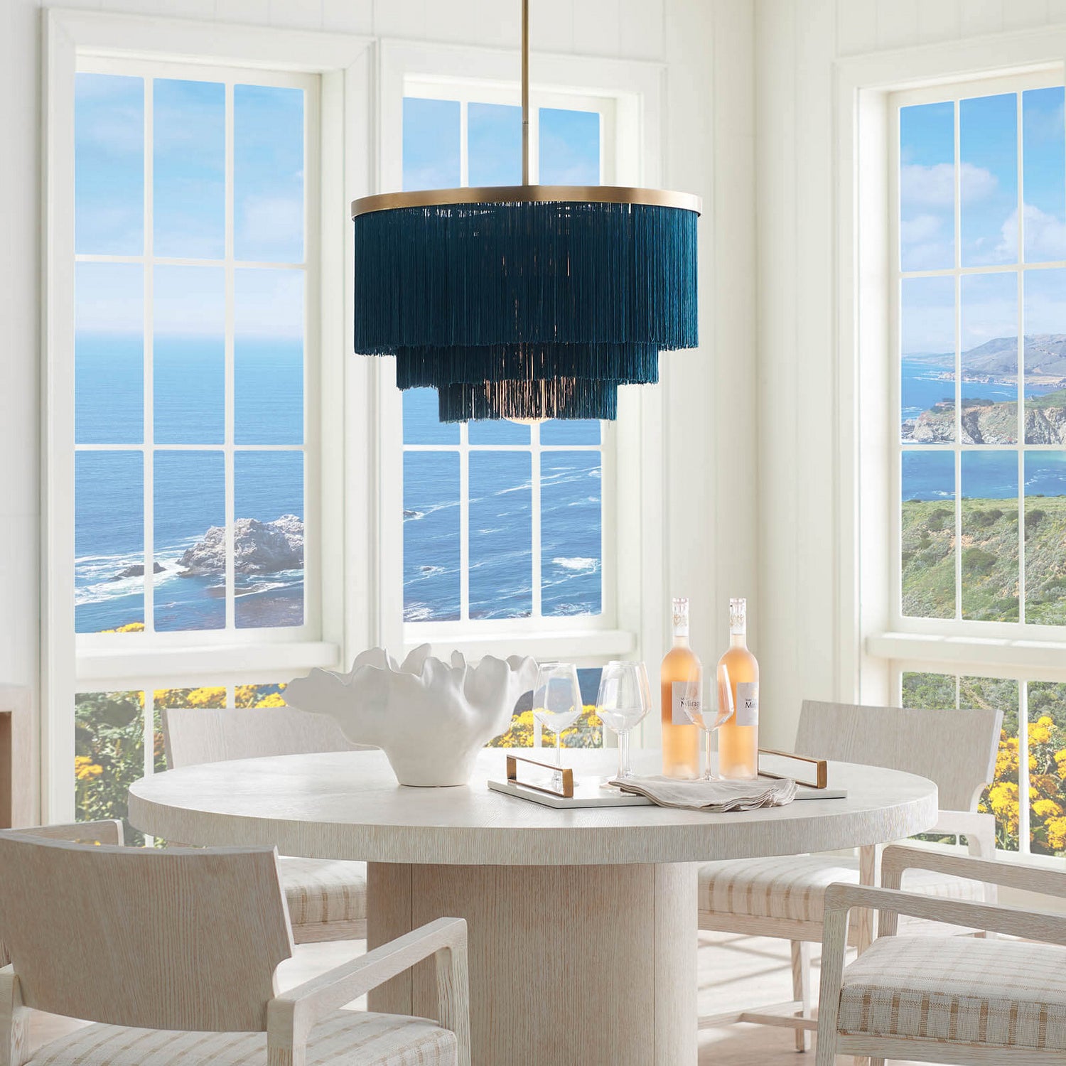 Regina Andrew - 16-1257BLU - Four Light Chandelier - Cabaret - Natural Brass