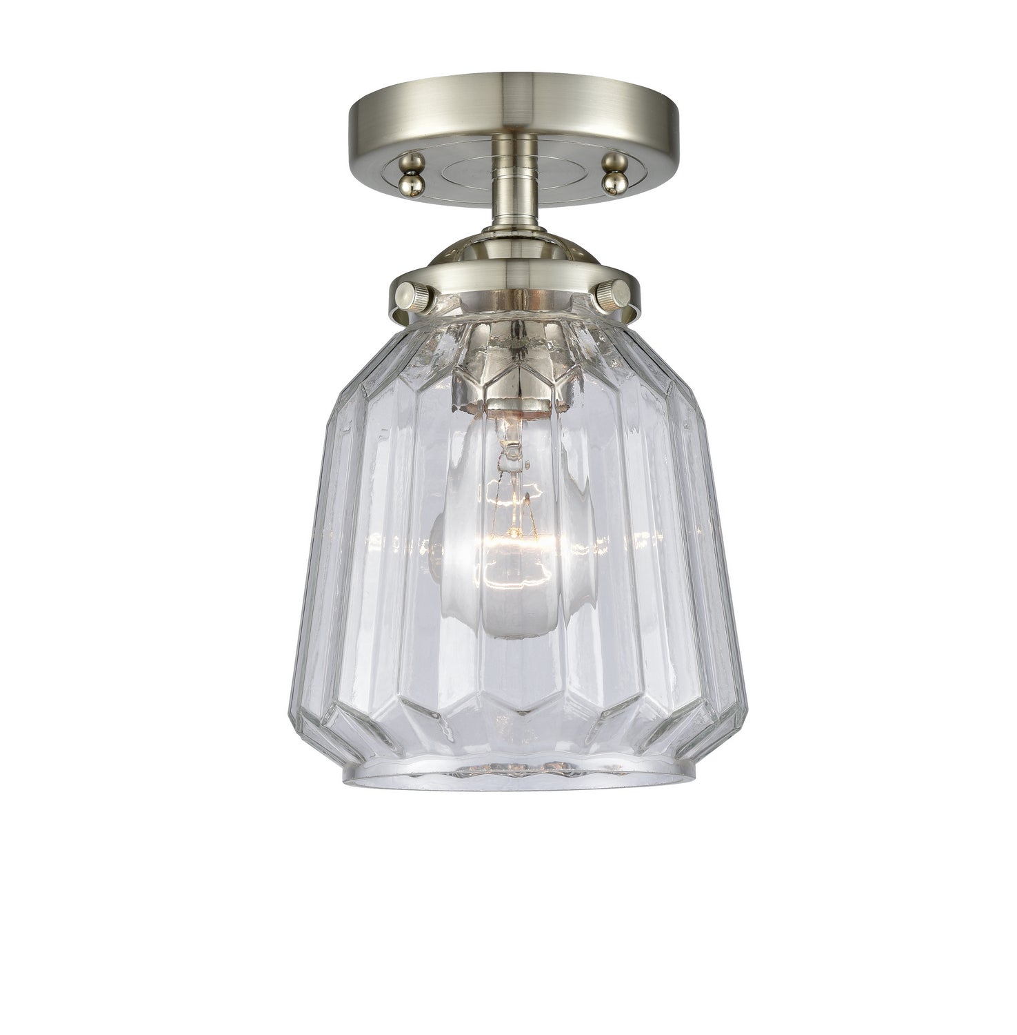 Innovations - 284-1C-SN-G142 - One Light Semi-Flush Mount - Nouveau - Brushed Satin Nickel