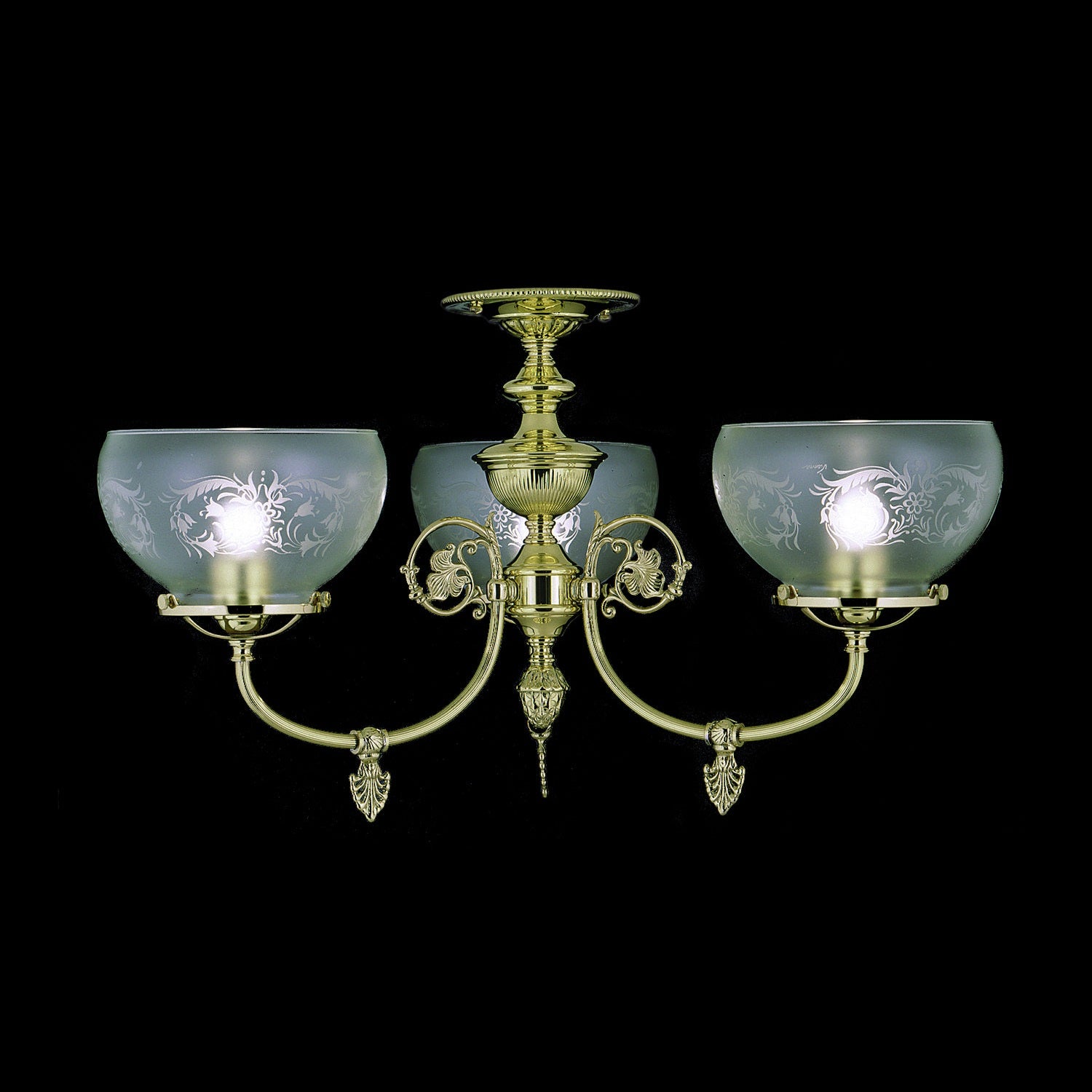 Framburg - 7523 PB - Three Light Flush / Semi-Flush Mount - Chancery - Polished Brass