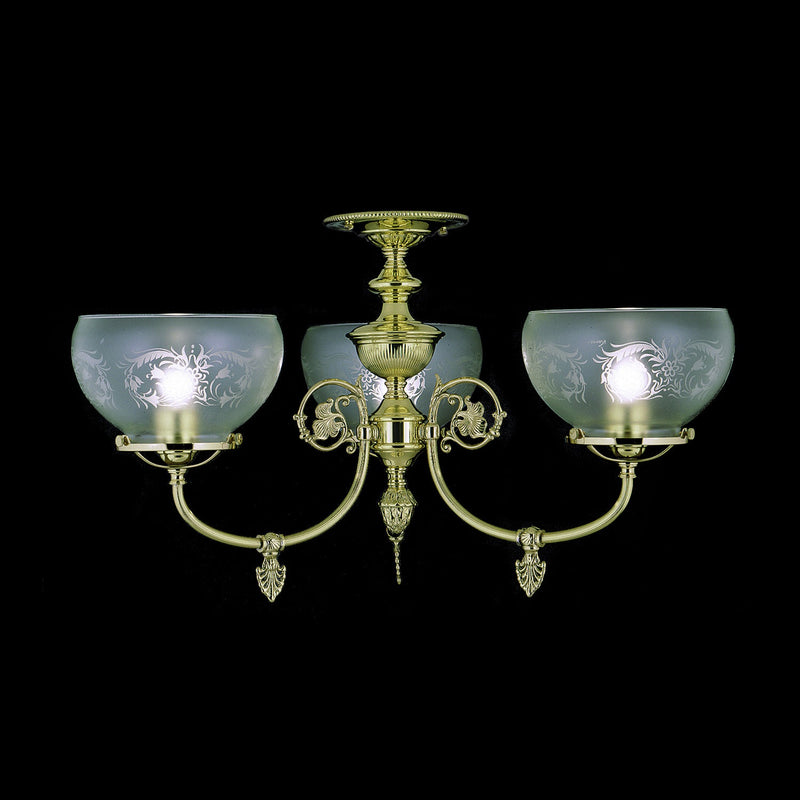 Framburg - 7523 PB - Three Light Flush / Semi-Flush Mount - Chancery - Polished Brass