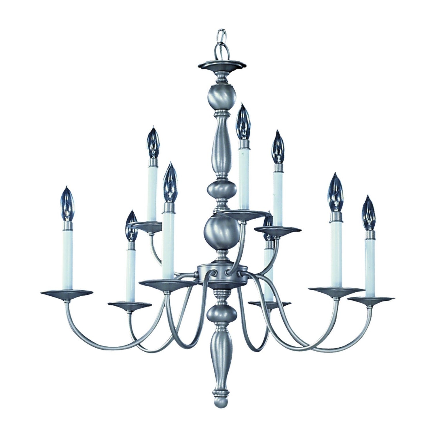 Framburg - 7919 SP - Nine Light Chandelier - Jamestown - Satin Pewter