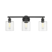 Golden - 0306-BA3 BLK-CLR - Three Light Bath Vanity - Fisher - Matte Black