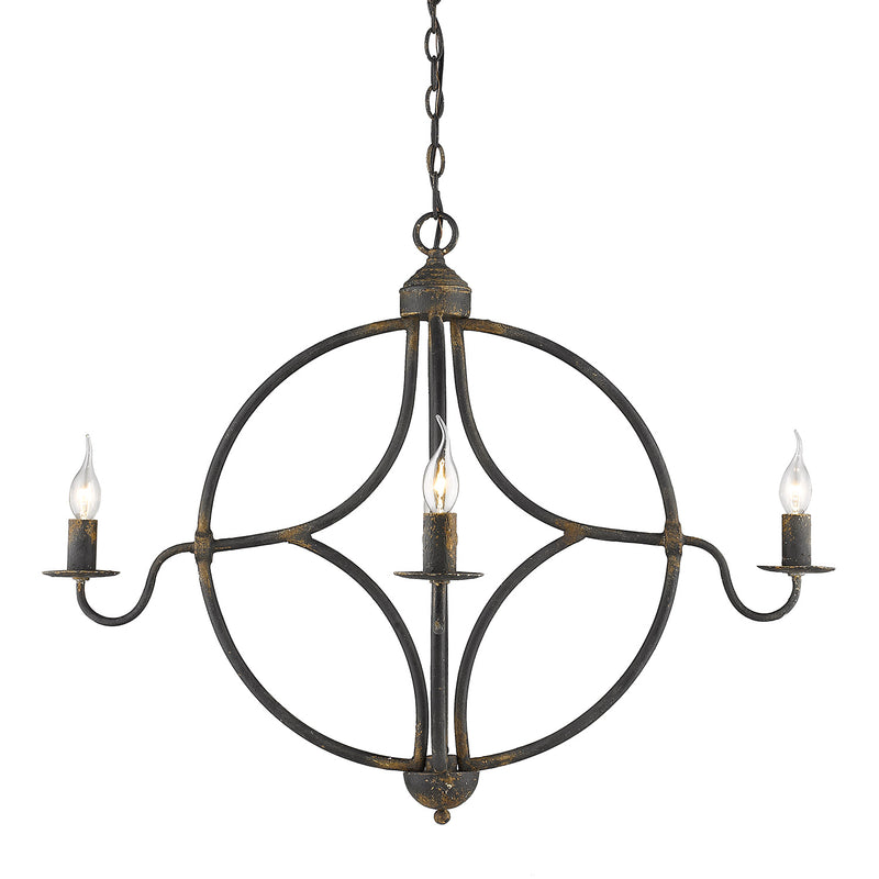 Golden - 0830-4 ABI - Four Light Chandelier - Caspian - Antique Black Iron