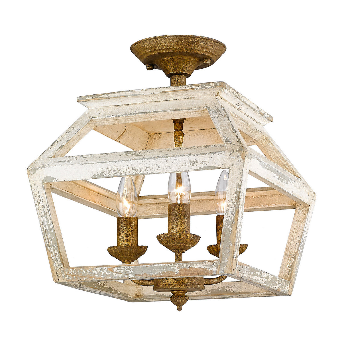 Golden - 0839-SF BC - Three Light Semi-Flush Mount - Haiden - Burnished Chestnut