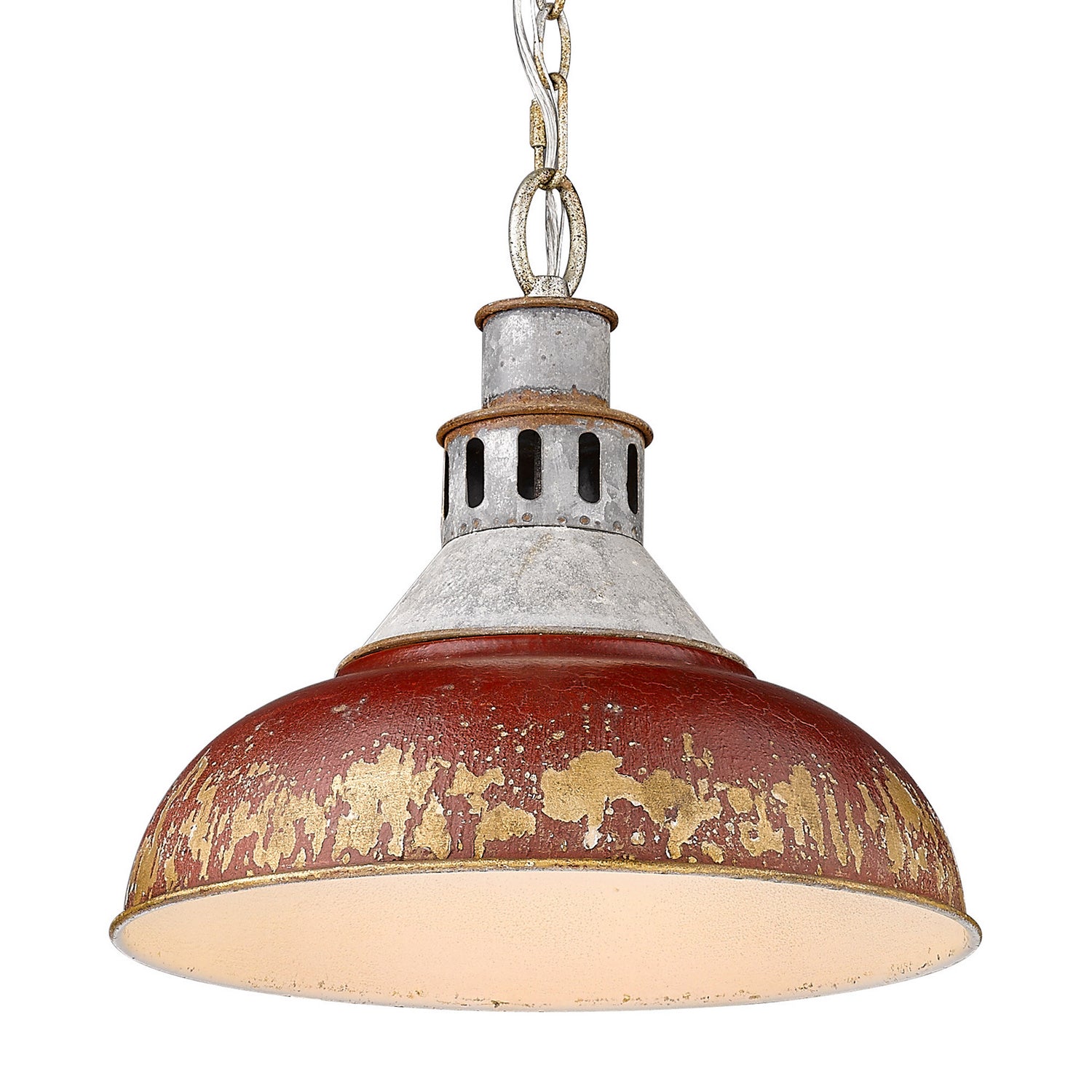 Golden - 0865-L AGV-RED - One Light Pendant - Kinsley - Aged Galvanized Steel