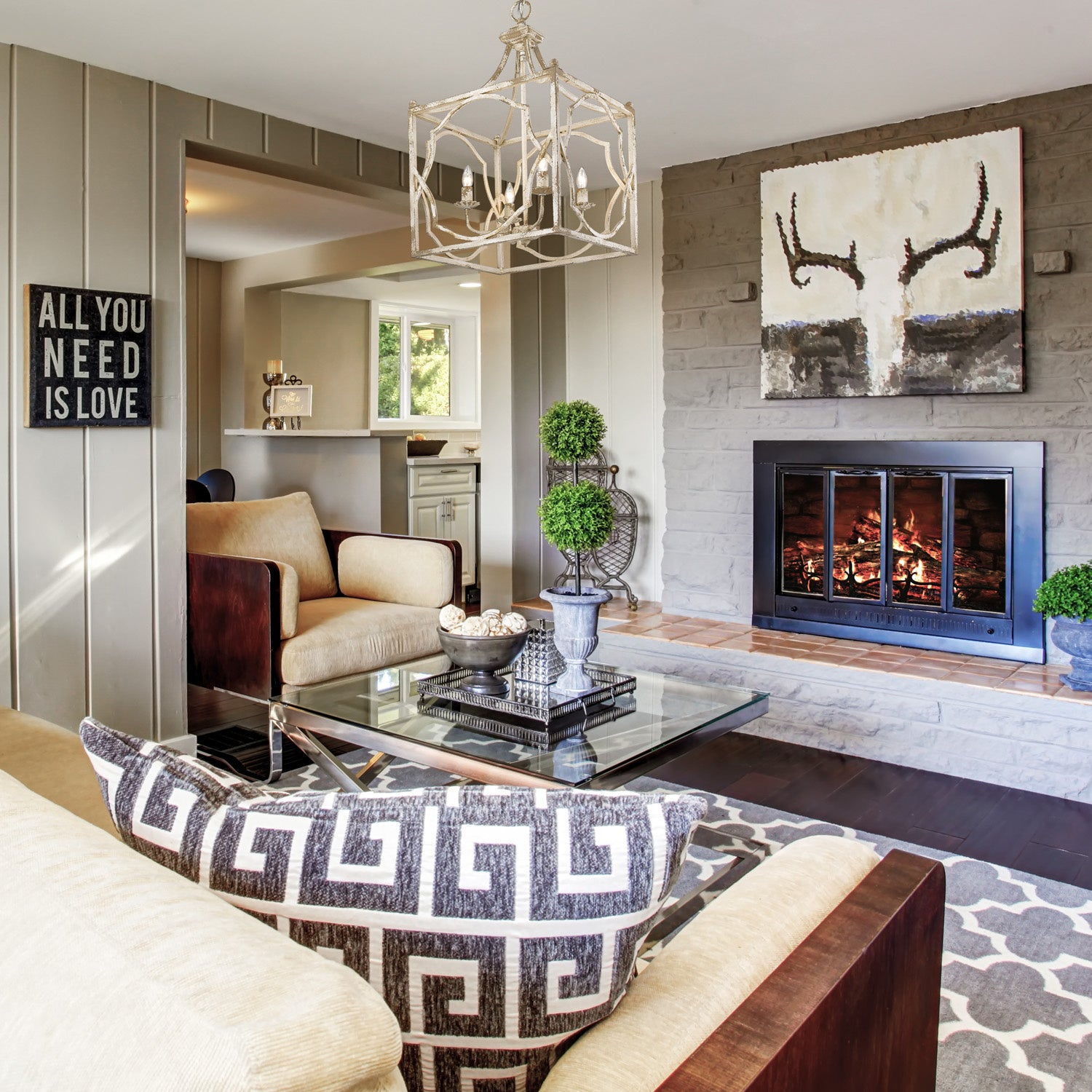 Golden - 0885-4P AI - Four Light Pendant - Laurent - Antique Ivory