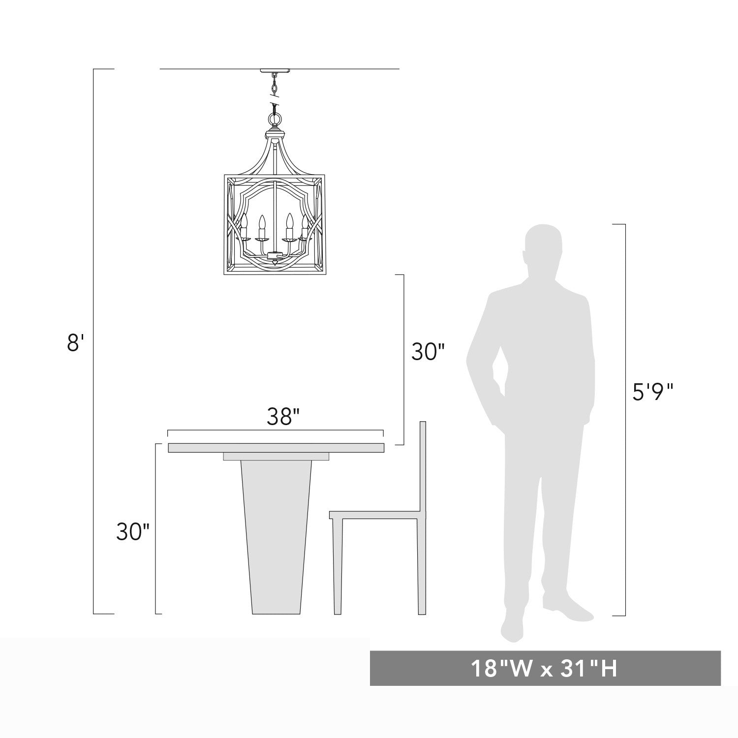 Golden - 0885-4P AI - Four Light Pendant - Laurent - Antique Ivory