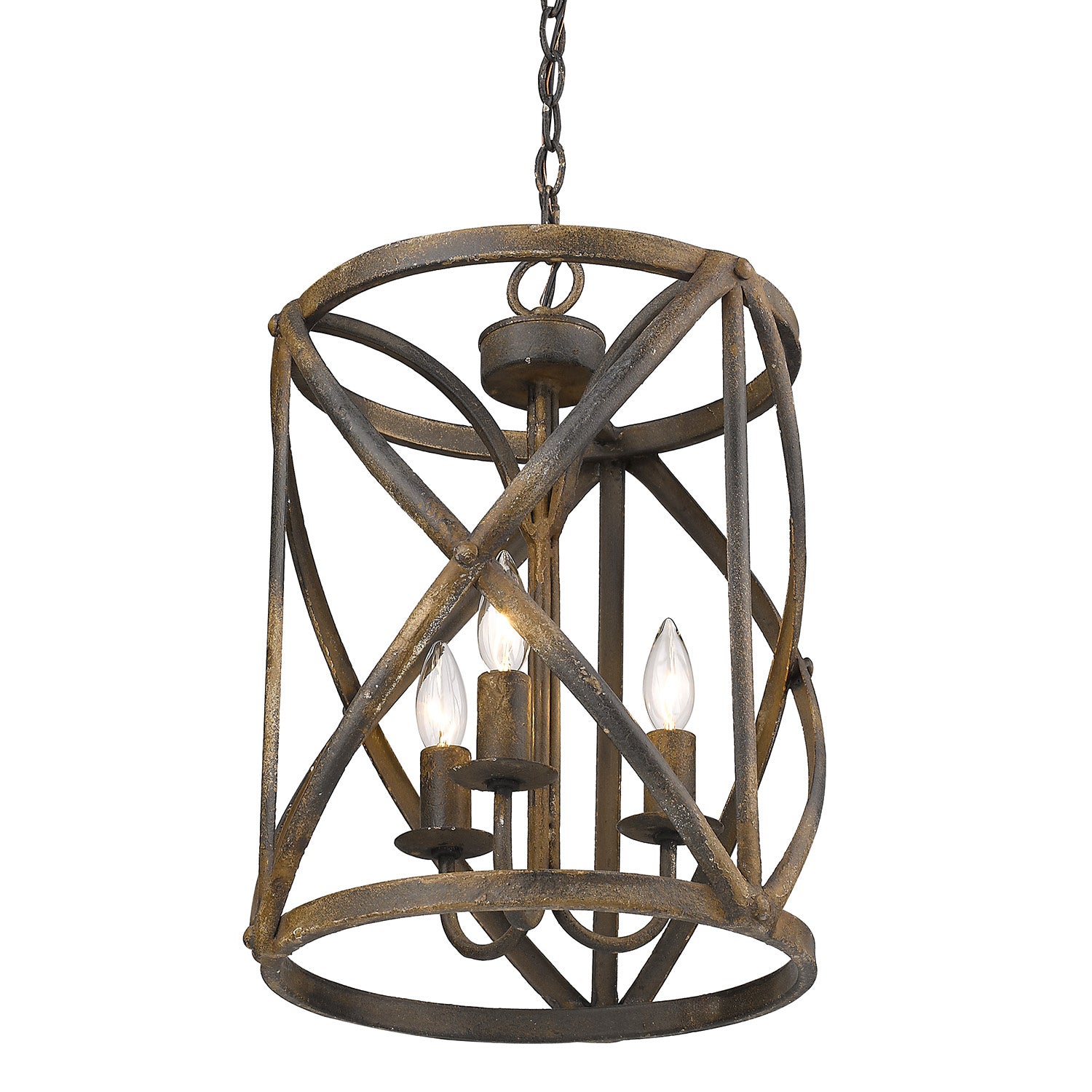 Golden - 0890-3P ABI - Three Light Pendant - Alcott - Antique Black Iron
