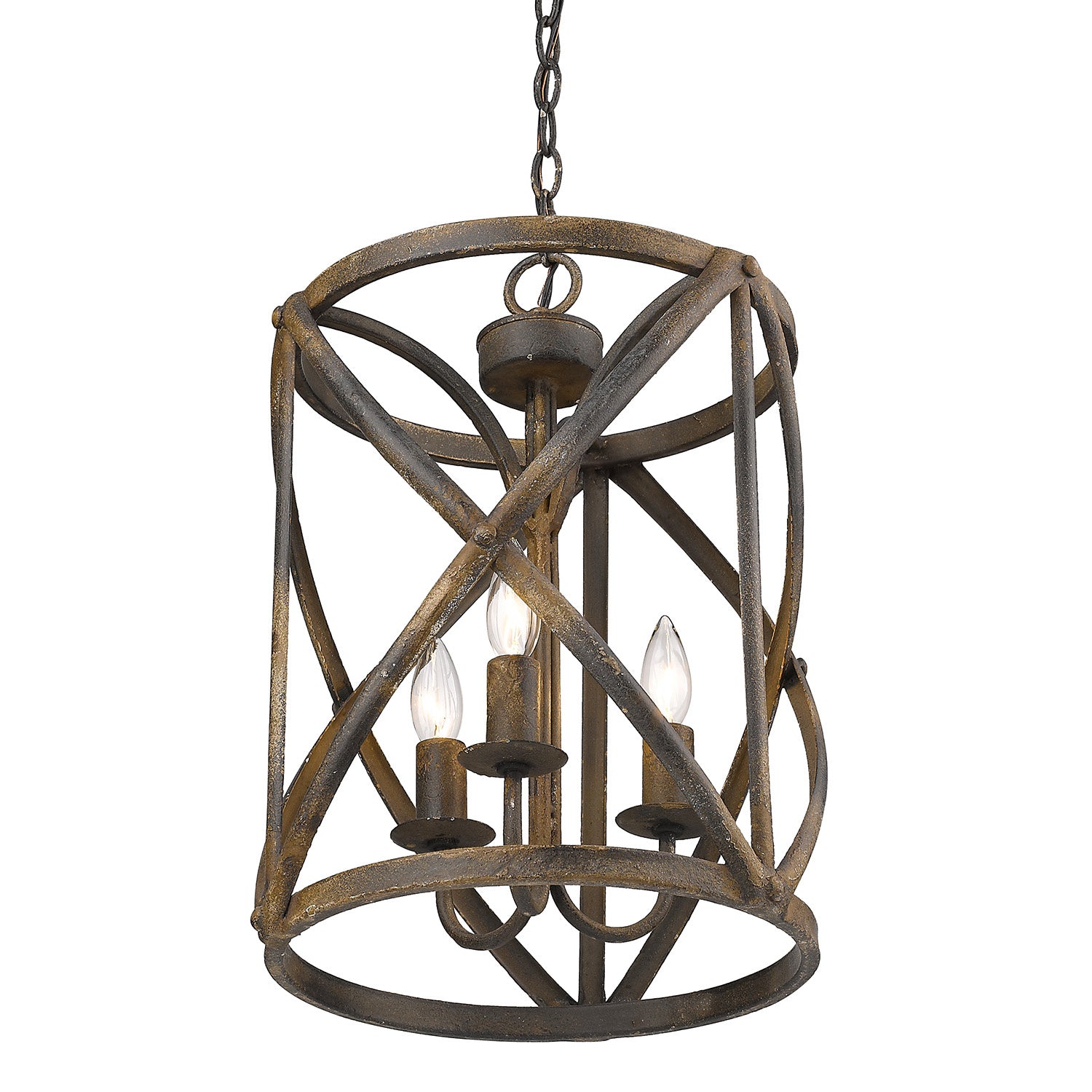 Golden - 0890-3P ABI - Three Light Pendant - Alcott - Antique Black Iron
