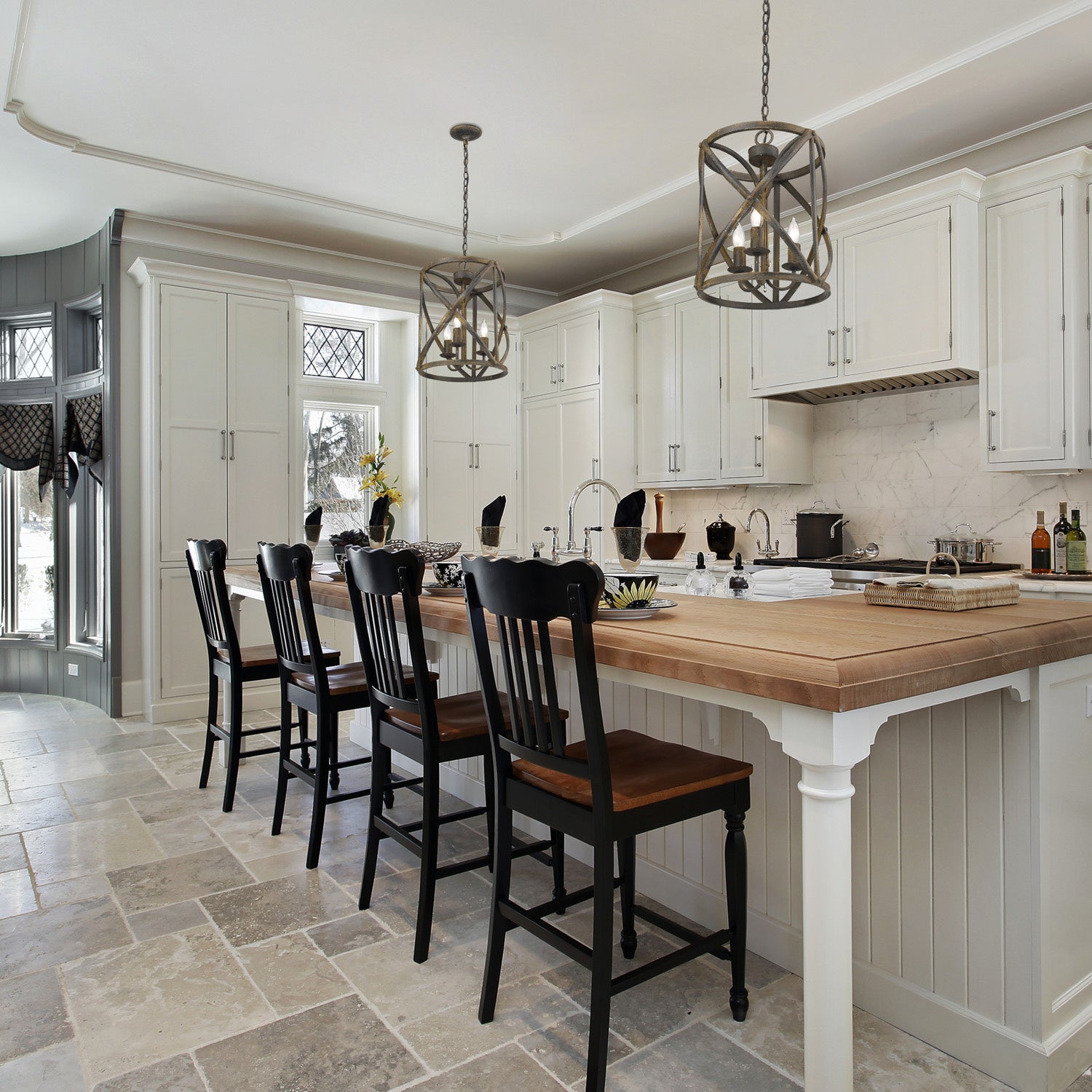 Golden - 0890-3P ABI - Three Light Pendant - Alcott - Antique Black Iron