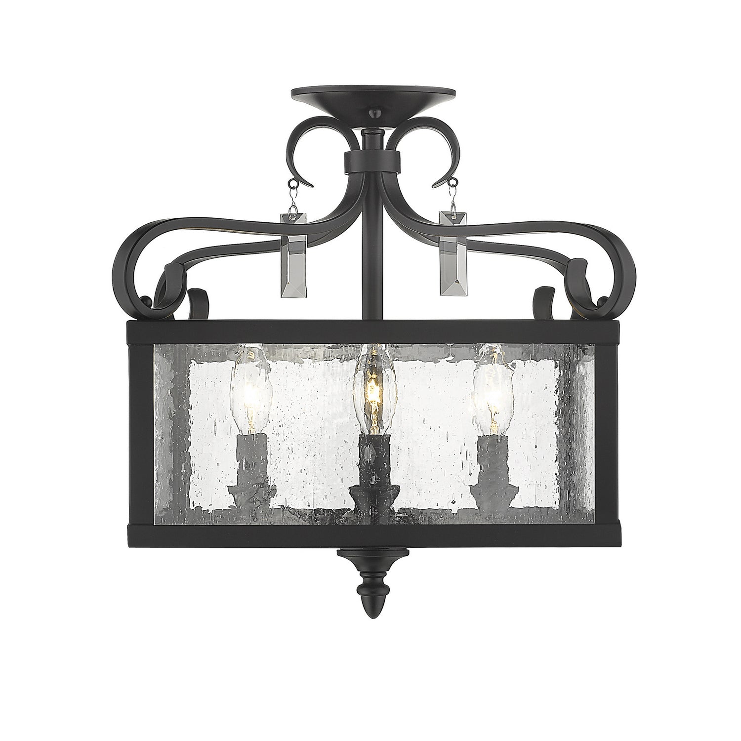 Golden - 2049-SF BLK - Four Light Semi-Flush Mount - Valencia - Matte Black