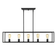 Golden - 2072-LP BLK - Five Light Linear Pendant - Wesson - Matte Black