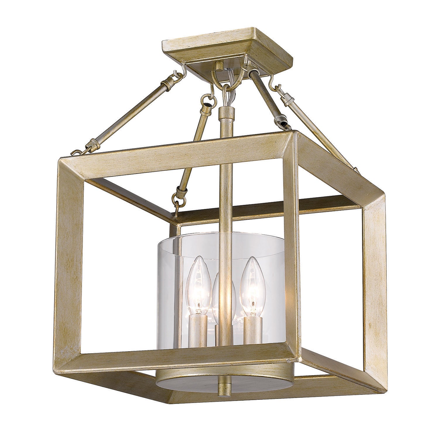 Golden - 2073-M3 WG-CLR - Three Light Mini Chandelier - Smyth - White Gold