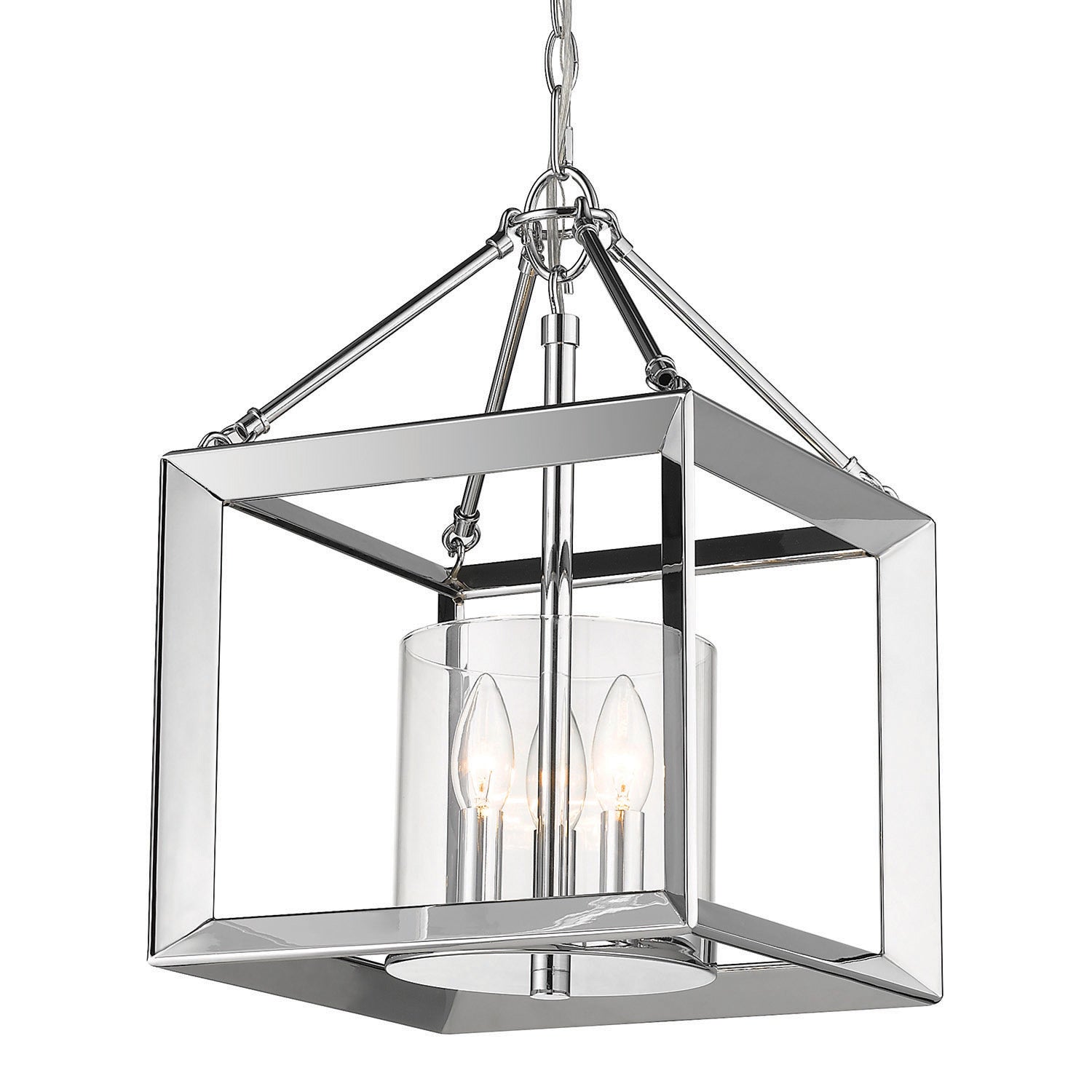 Golden - 2074-M3 CH-CLR - Three Light Mini Chandelier - Smyth - Chrome