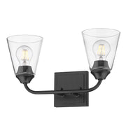Golden - 2120-BA2 BLK-CONE-CLR - Two Light Bath Vanity - Ormond - Matte Black