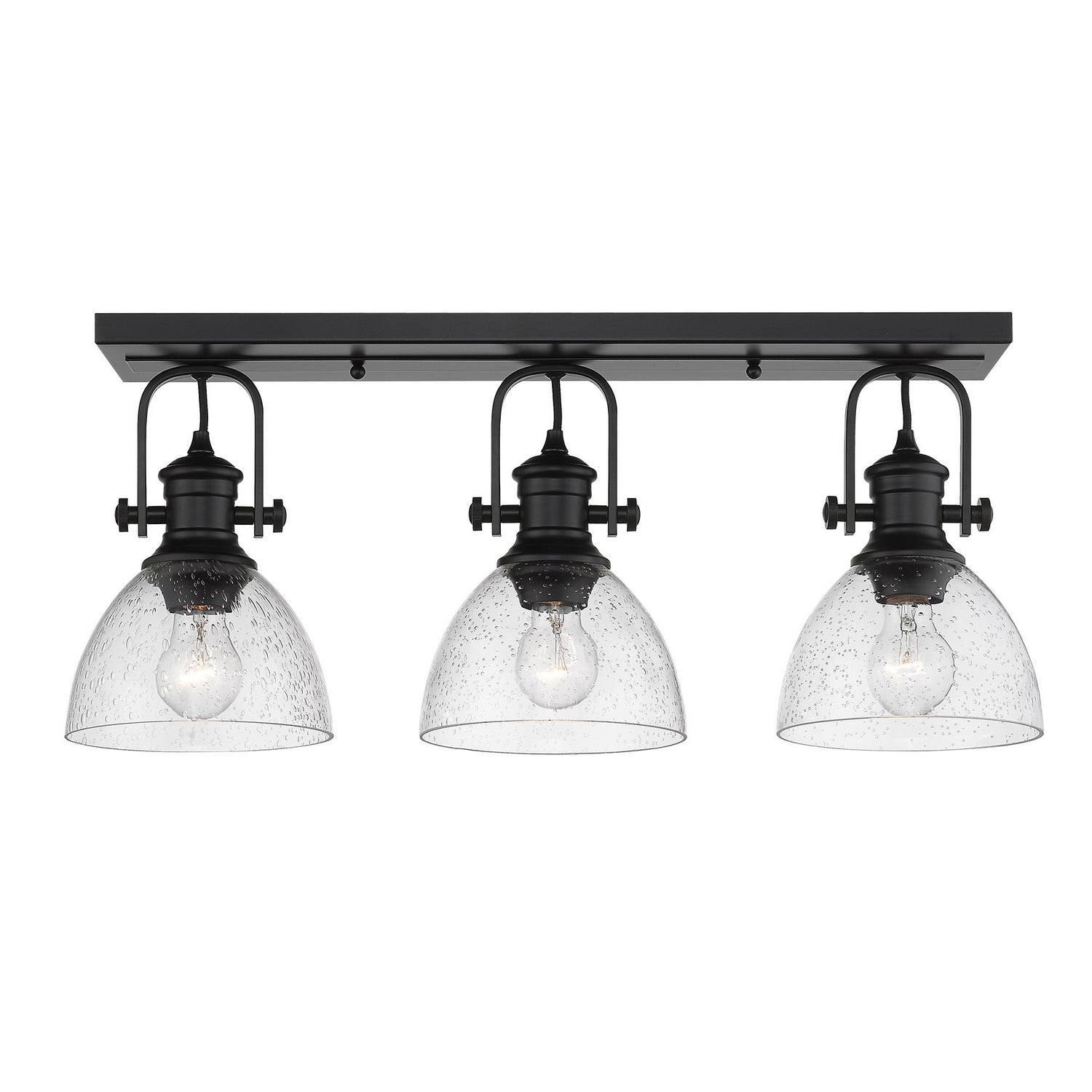 Golden - 3118-3SF BLK-SD - Three Light Semi-Flush Mount - Hines - Matte Black
