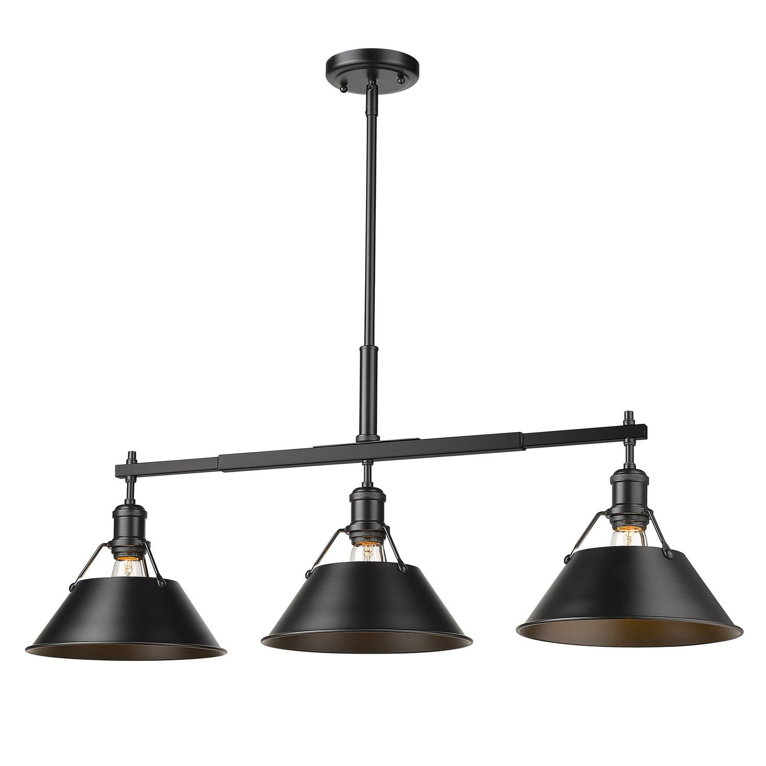 Golden - 3306-LP BLK-BLK - Three Light Linear Pendant - Orwell - Matte Black
