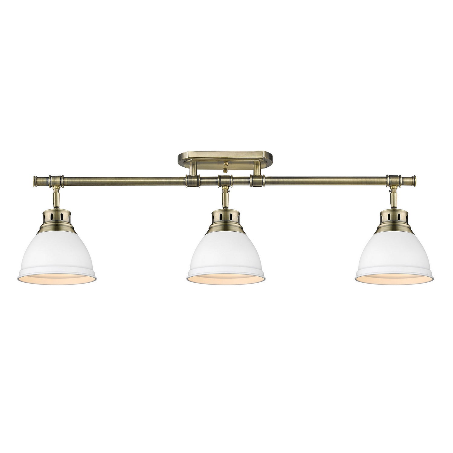 Golden - 3602-3SF AB-WHT - Three Light Semi-Flush Mount - Duncan - Aged Brass