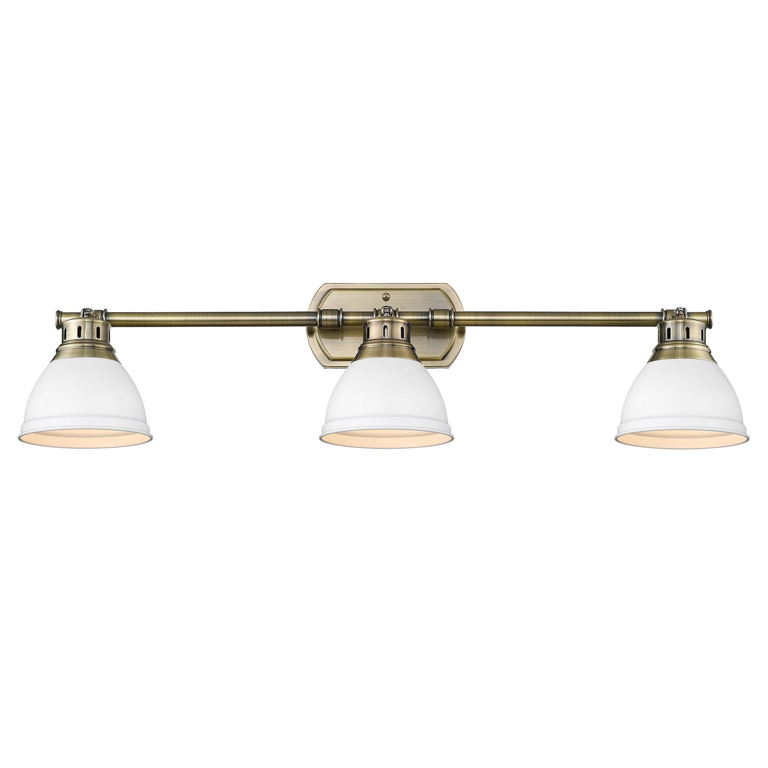 Golden - 3602-3SF AB-WHT - Three Light Semi-Flush Mount - Duncan - Aged Brass
