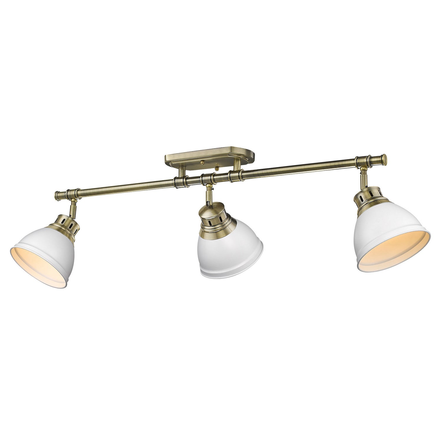 Golden - 3602-3SF AB-WHT - Three Light Semi-Flush Mount - Duncan - Aged Brass