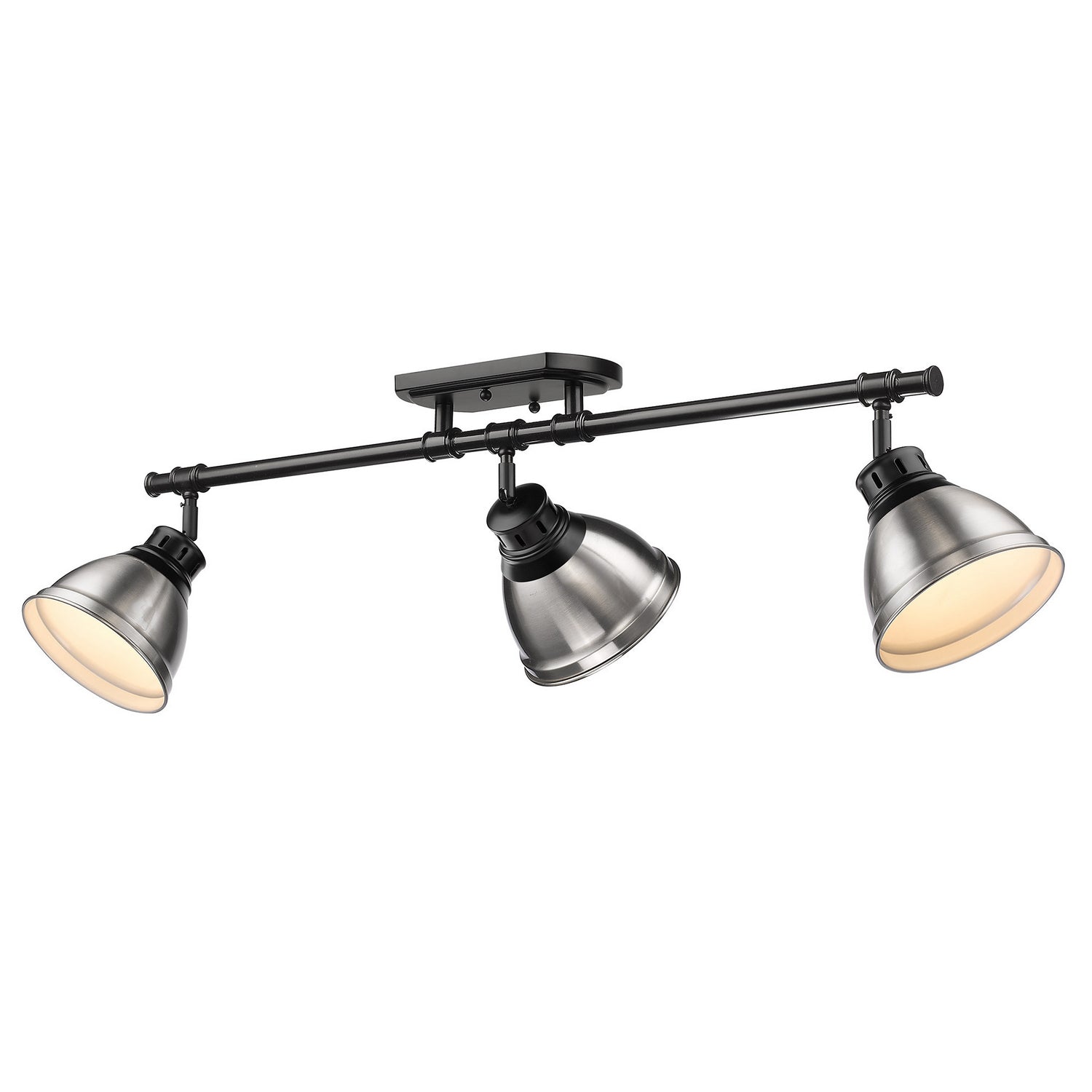 Golden - 3602-3SF BLK-PW - Three Light Semi-Flush Mount - Duncan - Matte Black
