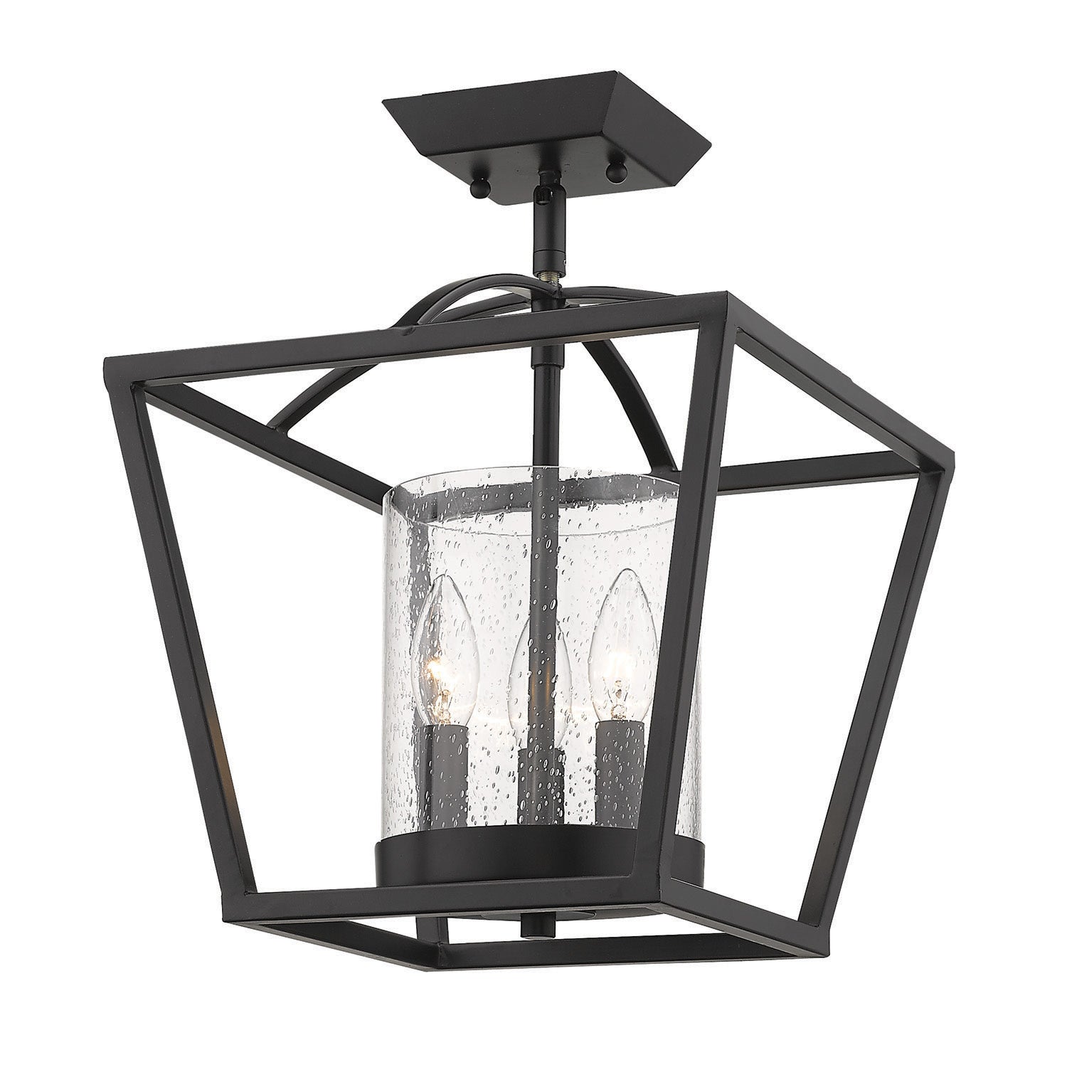 Golden - 4309-M3 BLK-BLK-SD - Three Light Mini Chandelier - Mercer - Matte Black