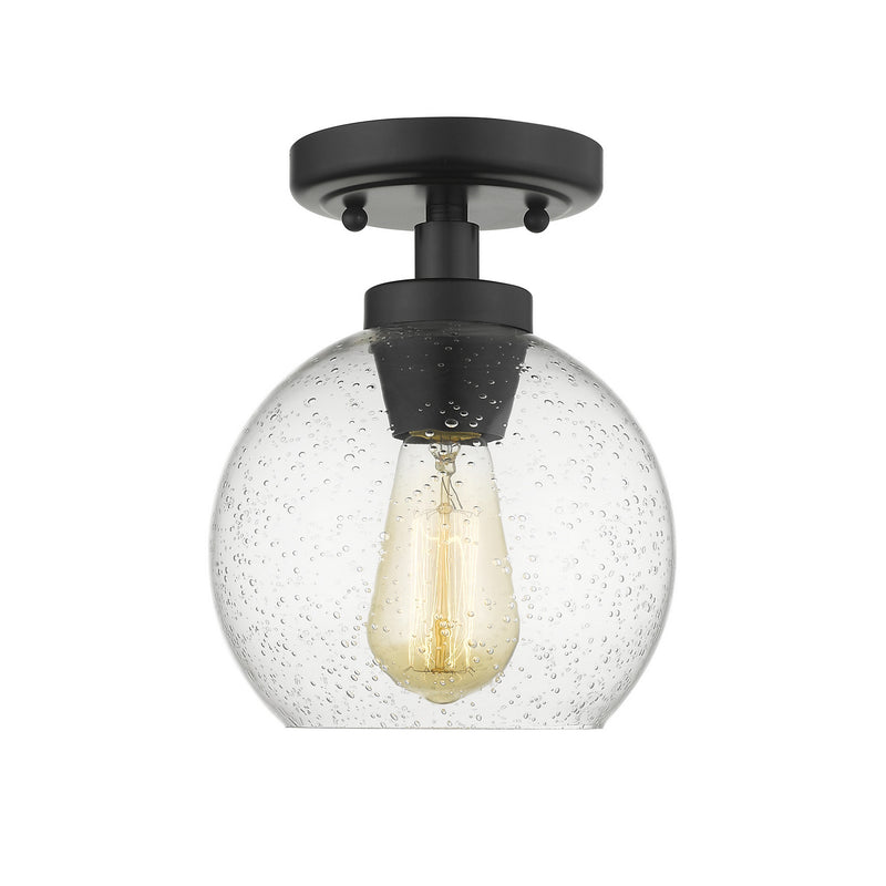 Golden - 4855-FM BLK-SD - One Light Flush Mount - Galveston - Matte Black