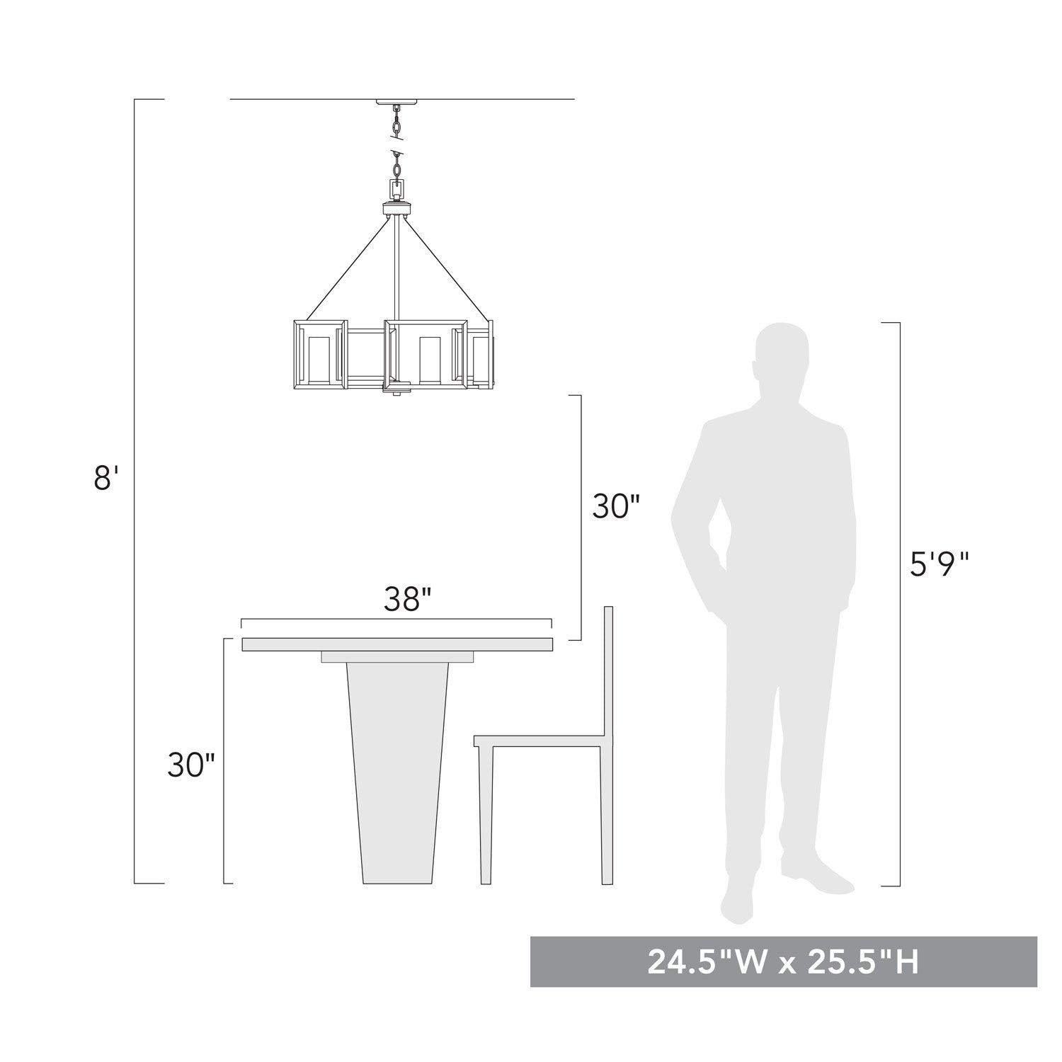 Golden - 6068-5 PW - Five Light Chandelier - Marco - Pewter
