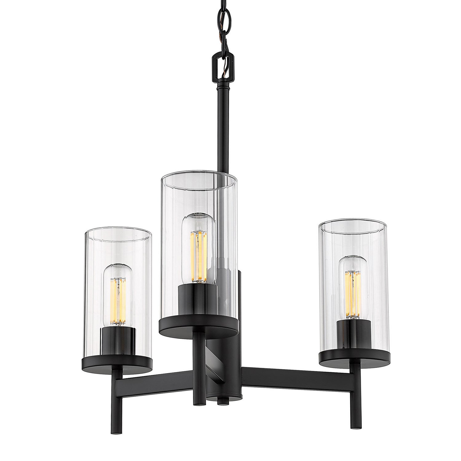 Golden - 7011-3 BLK-CLR - Three Light Chandelier - Winslett - Matte Black