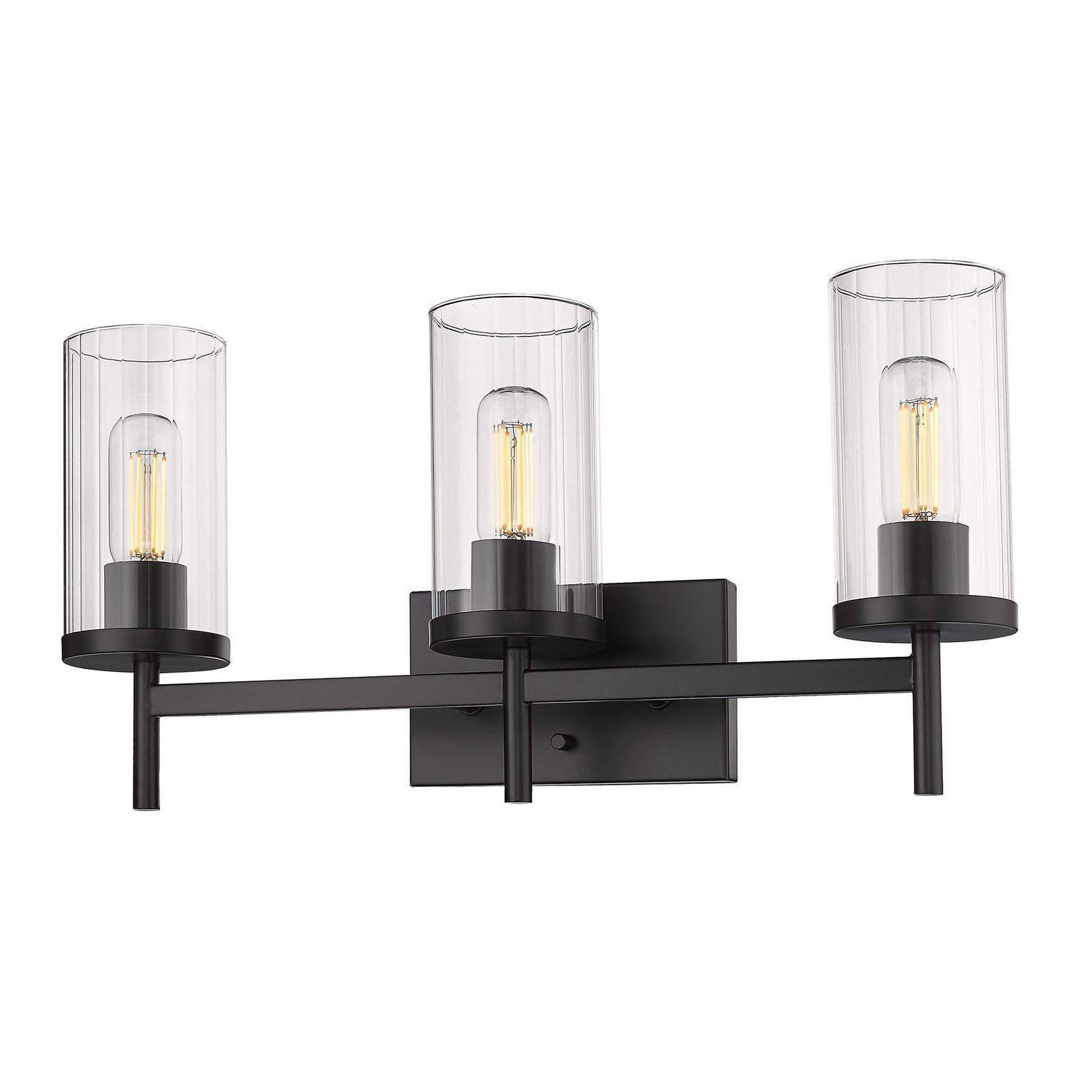 Golden - 7011-BA3 BLK-CLR - Three Light Bath Vanity - Winslett - Matte Black