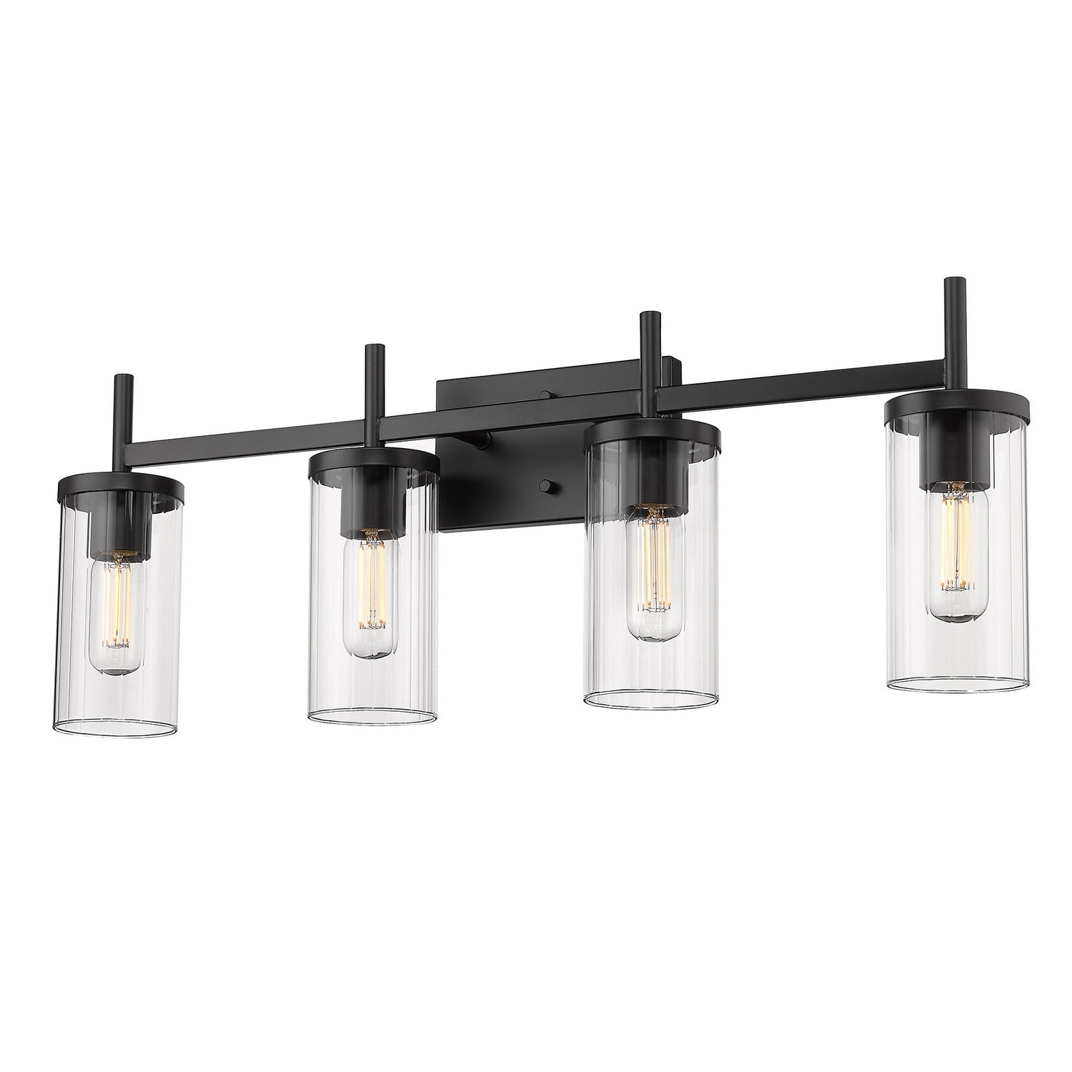 Golden - 7011-BA4 BLK-CLR - Four Light Bath Vanity - Winslett - Matte Black