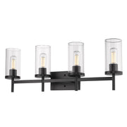 Golden - 7011-BA4 BLK-CLR - Four Light Bath Vanity - Winslett - Matte Black