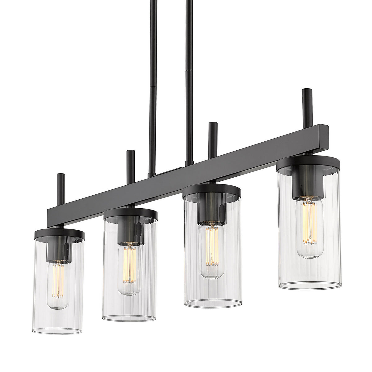 Golden - 7011-LP BLK-CLR - Four Light Linear Pendant - Winslett - Matte Black