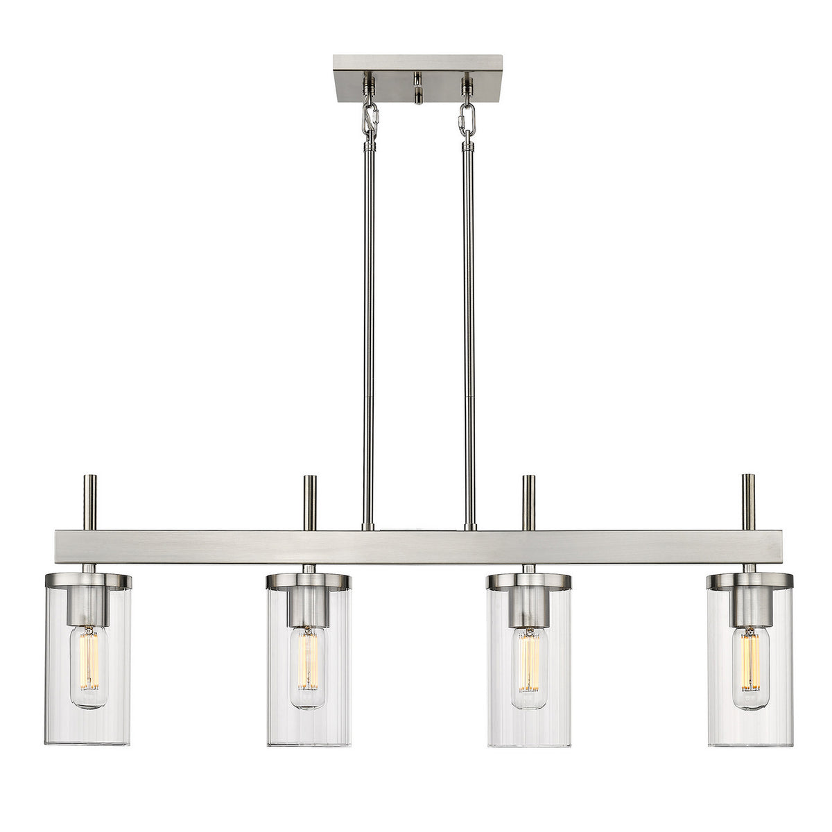 Golden - 7011-LP PW-CLR - Four Light Linear Pendant - Winslett - Pewter