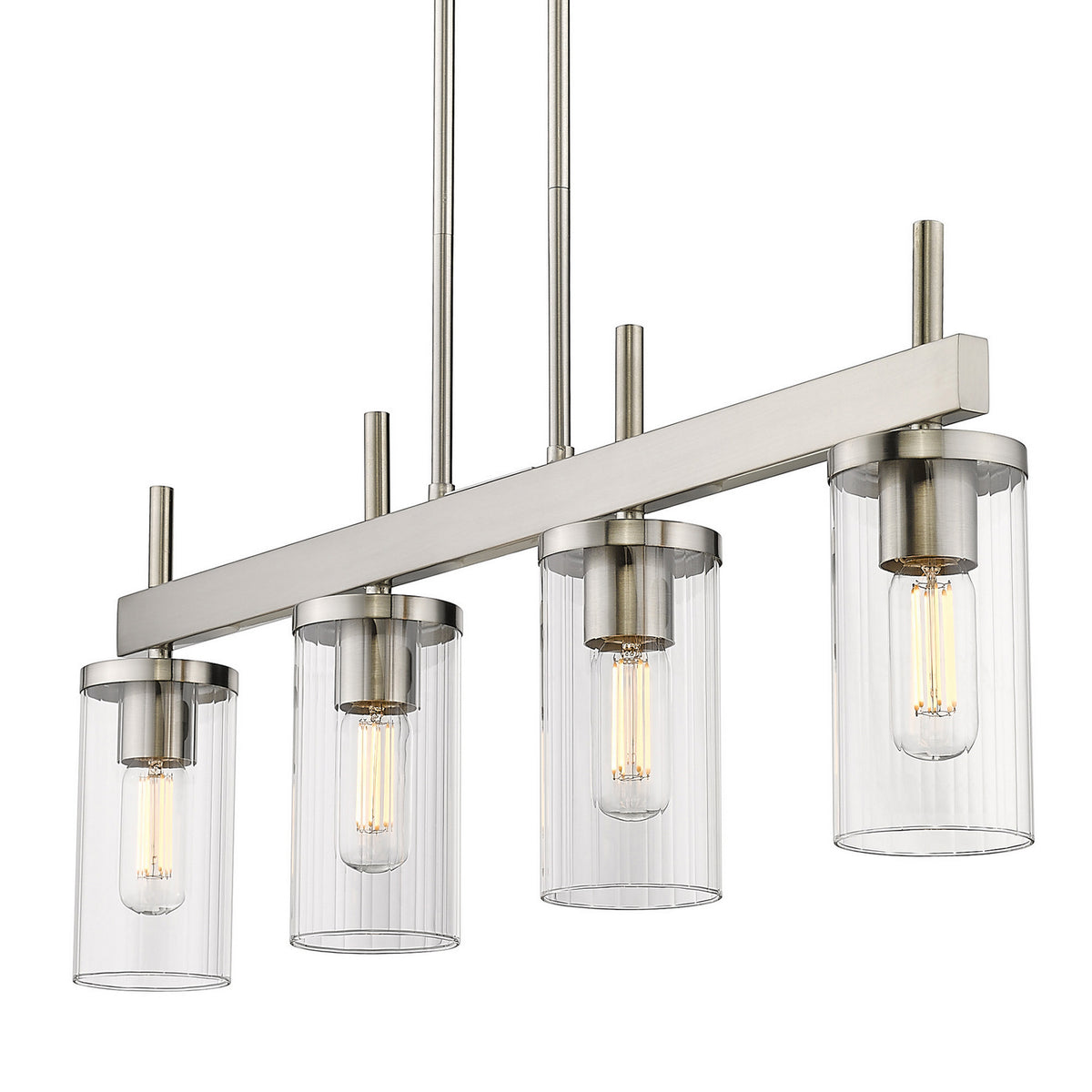 Golden - 7011-LP PW-CLR - Four Light Linear Pendant - Winslett - Pewter