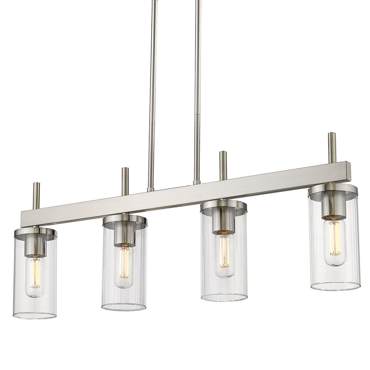 Golden - 7011-LP PW-CLR - Four Light Linear Pendant - Winslett - Pewter