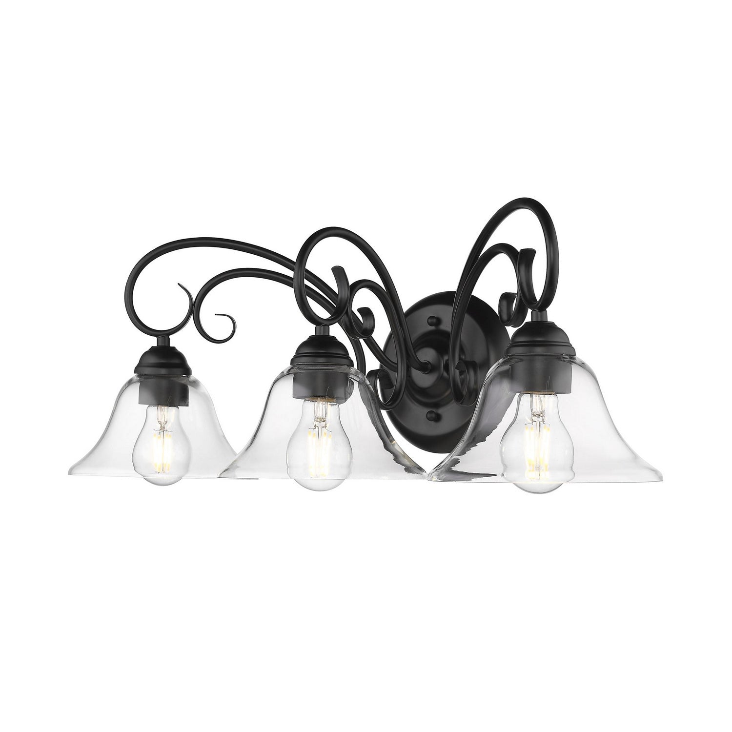 Golden - 8606-BA3 BLK-CLR - Three Light Vanity Light - Homestead - Matte Black