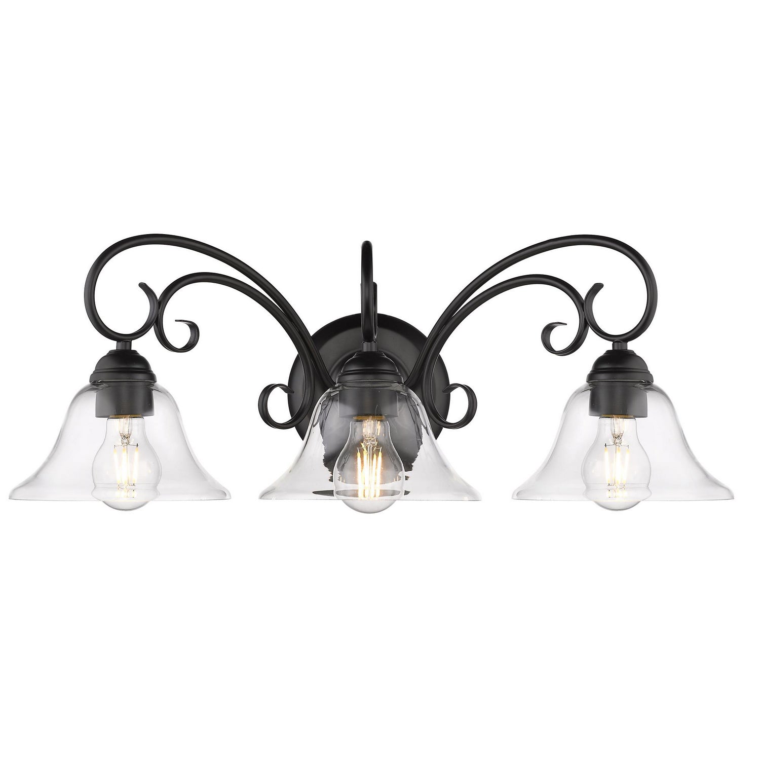 Golden - 8606-BA3 BLK-CLR - Three Light Vanity Light - Homestead - Matte Black