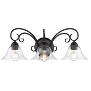 Golden - 8606-BA3 BLK-CLR - Three Light Vanity Light - Homestead - Matte Black