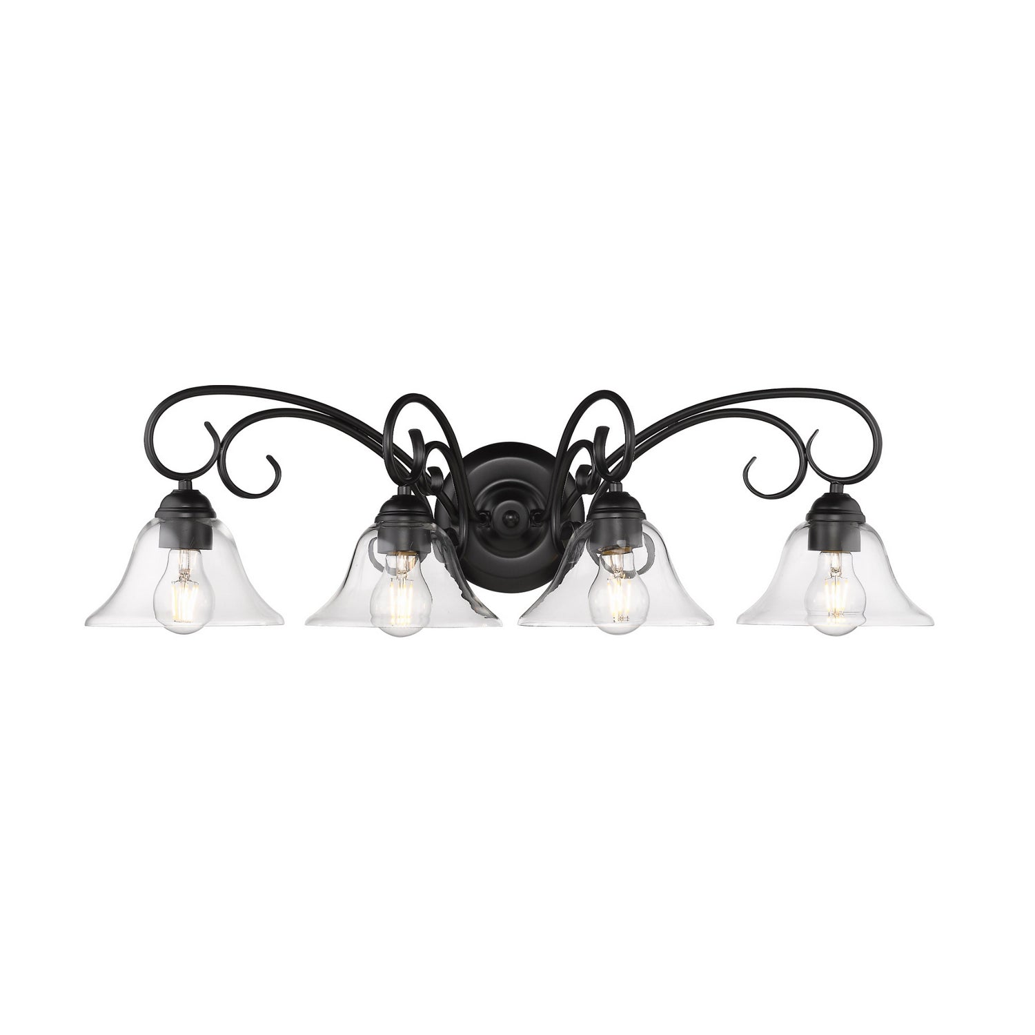 Golden - 8606-BA4 BLK-CLR - Four Light Vanity - Homestead - Matte Black