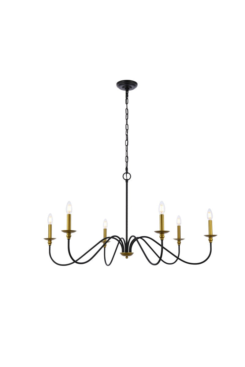 Elegant Lighting - LD5056D42BRB - Six Light Chandelier - Rohan - brass