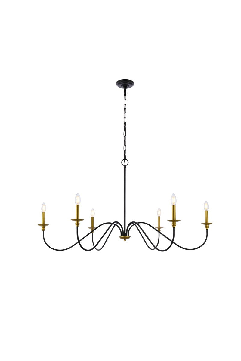 Elegant Lighting - LD5056D48BRB - Six Light Chandelier - Rohan - brass