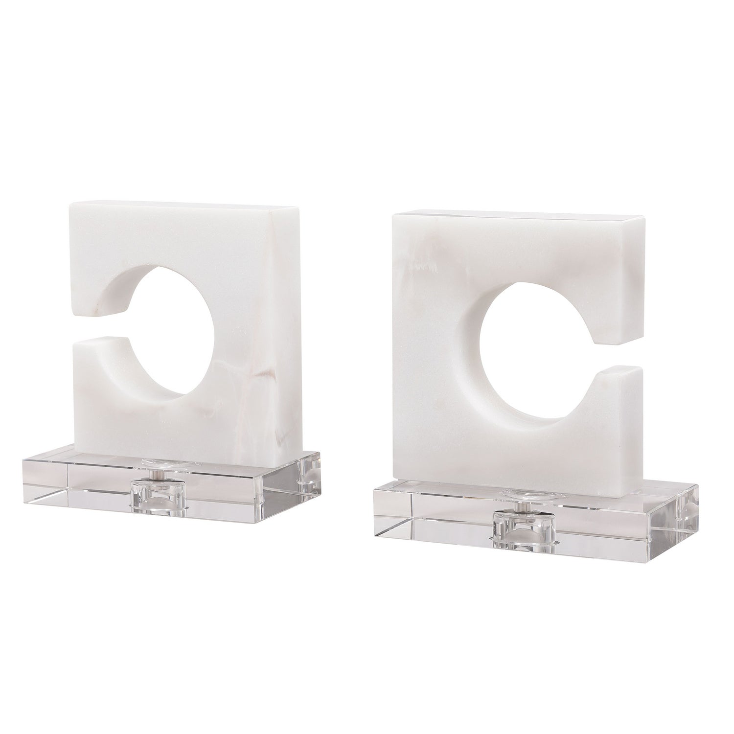 Uttermost - 17864 - Bookends, S/2 - Clarin - Clean, White And Gray