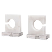 Uttermost - 17864 - Bookends, S/2 - Clarin - Clean, White And Gray