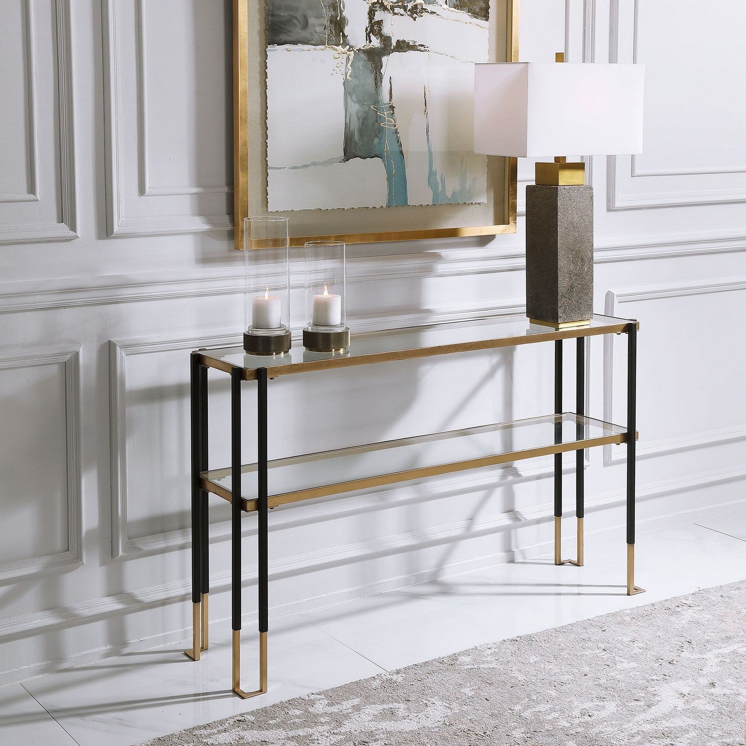 Uttermost - 24978 - Console Table - Kentmore - Matte Black And Brushed Gold